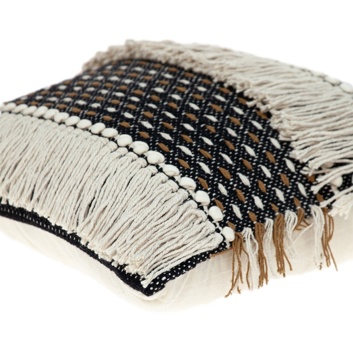 Black And Ivory Textured Throw Pillow