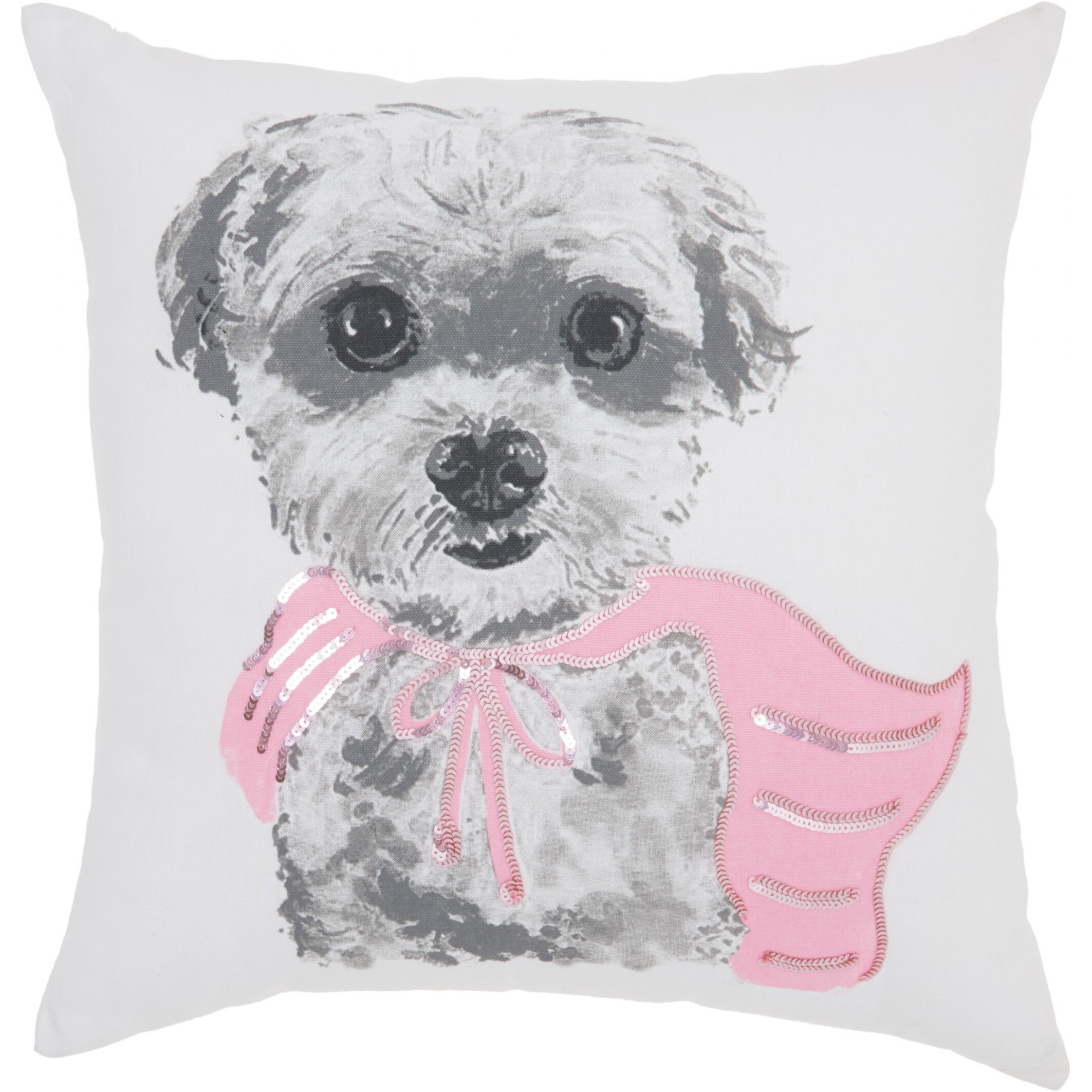White And Pink Super Pup Throw Pillow