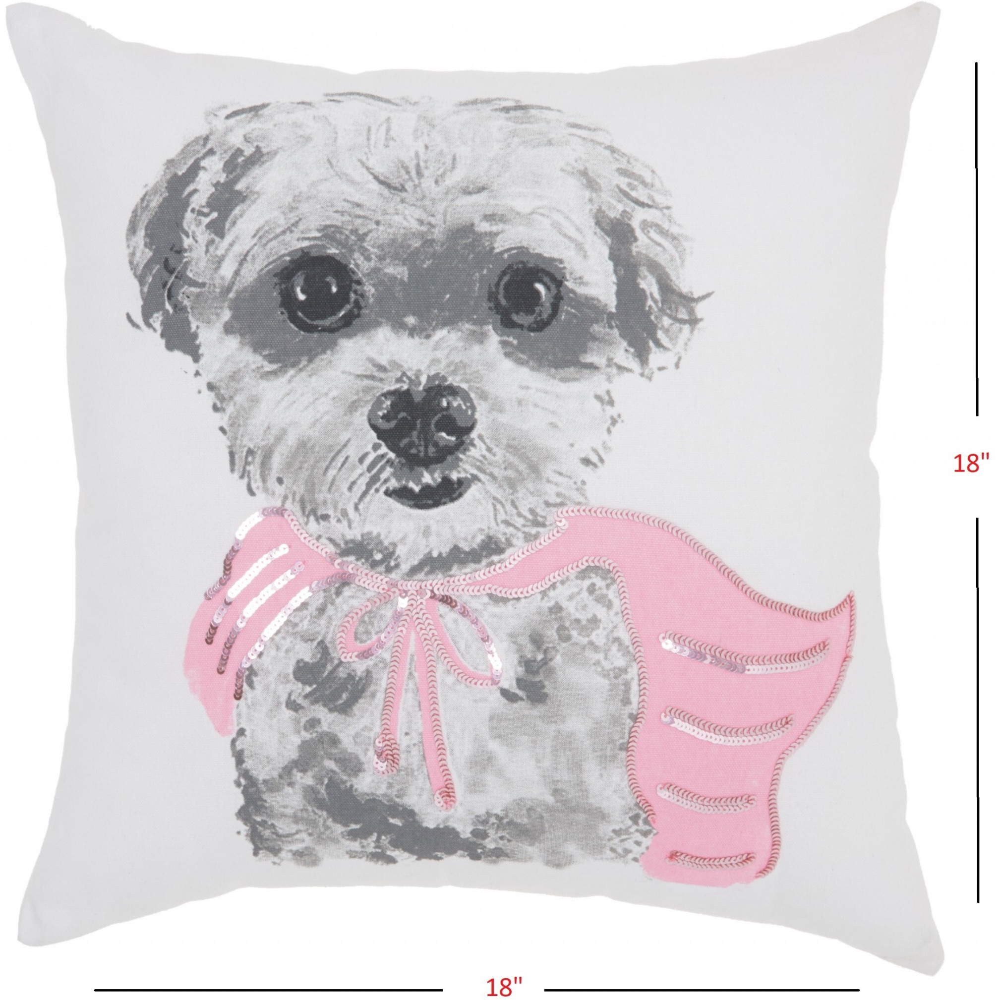 White And Pink Super Pup Throw Pillow