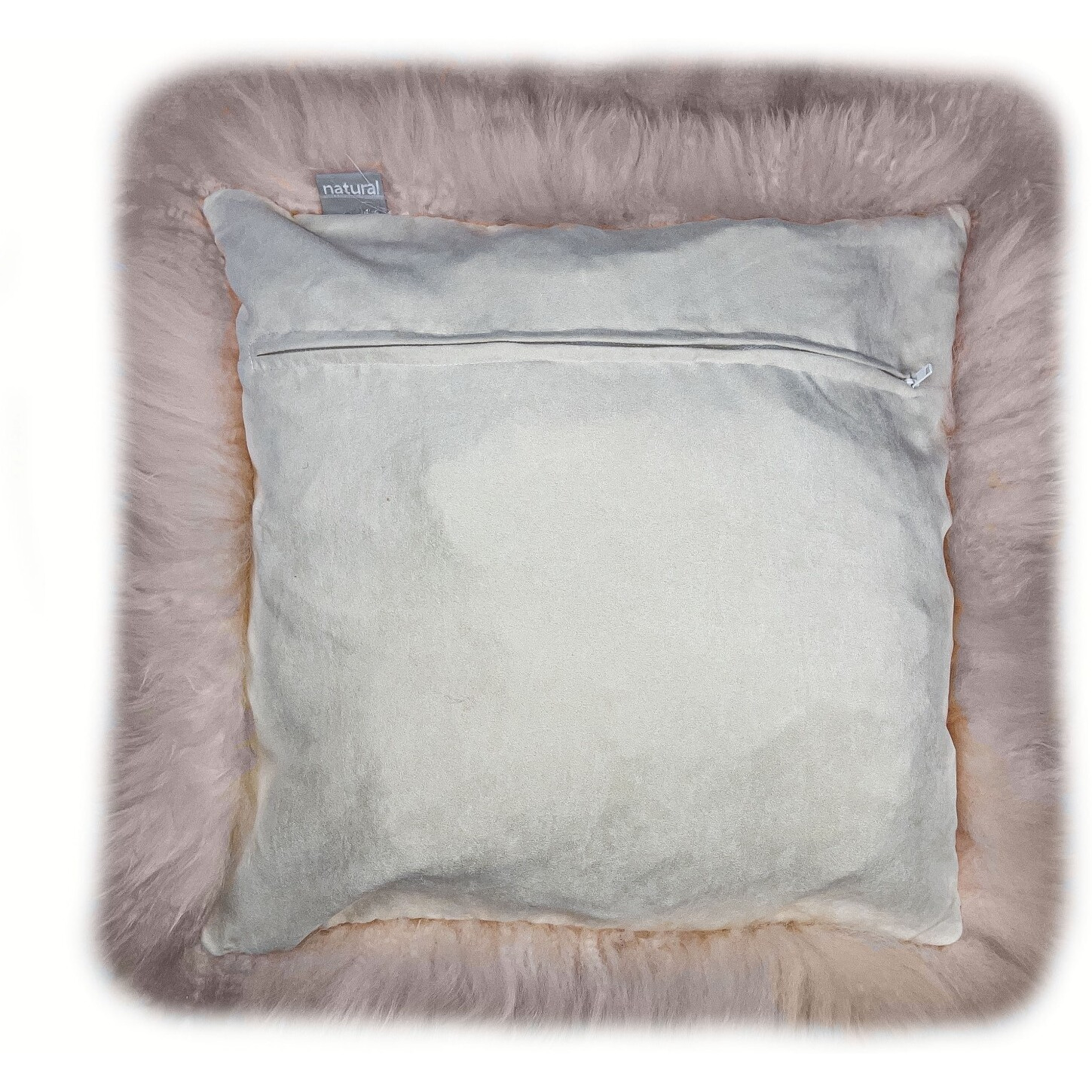 Set Of Two  Blush Natural Sheepskin Square Pillows