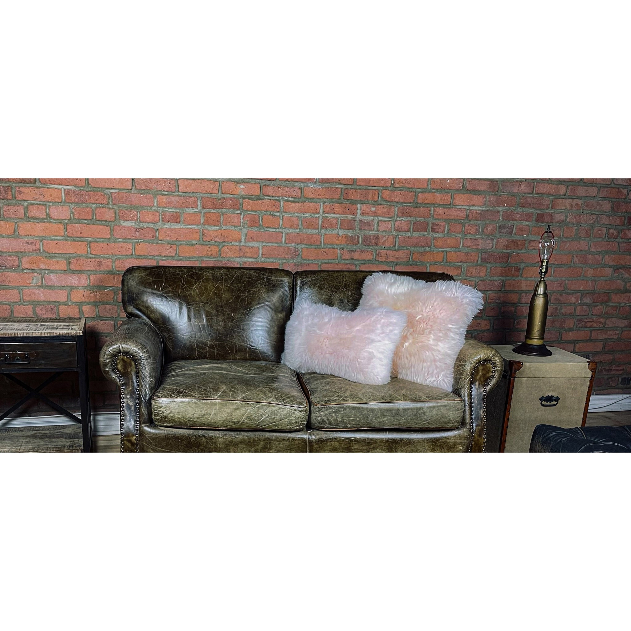 Blush Natural Sheepskin Lumbar Pillow