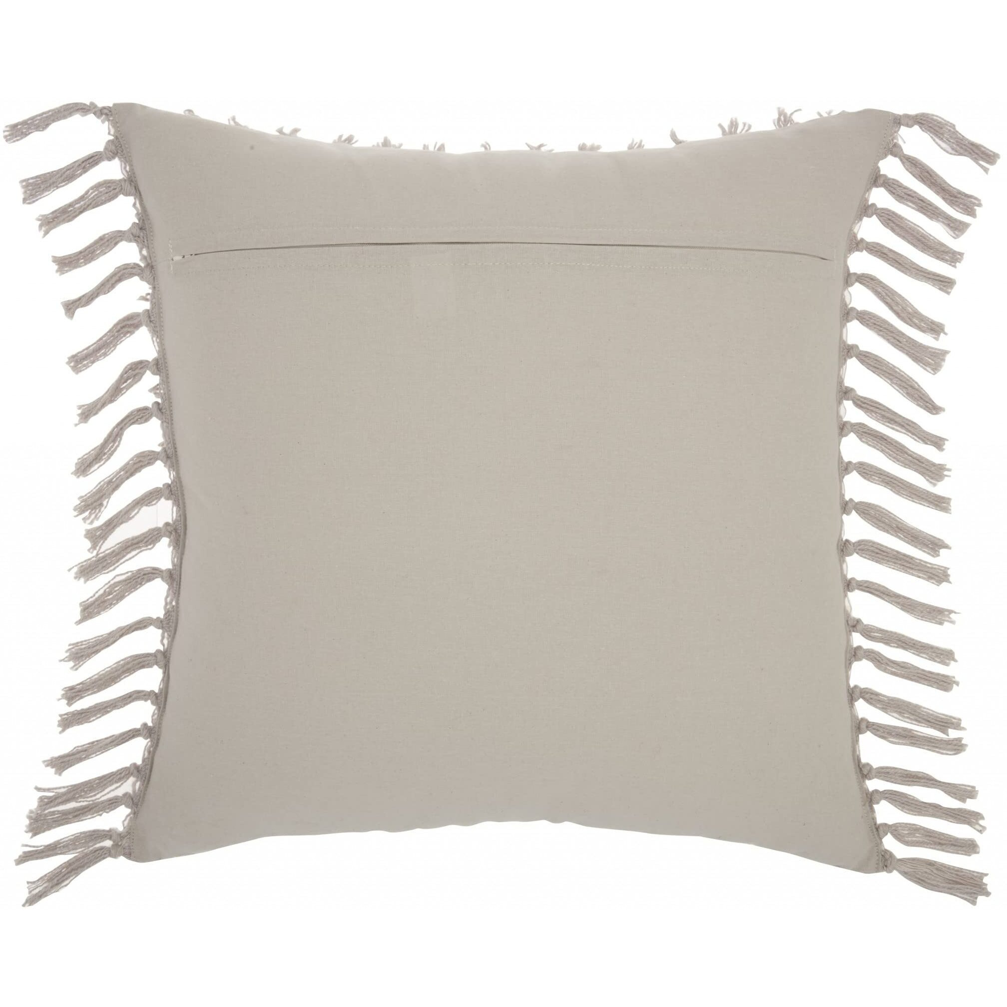 Homeroots Grey Cotton Tassel Detailed Gray Throw Pillow