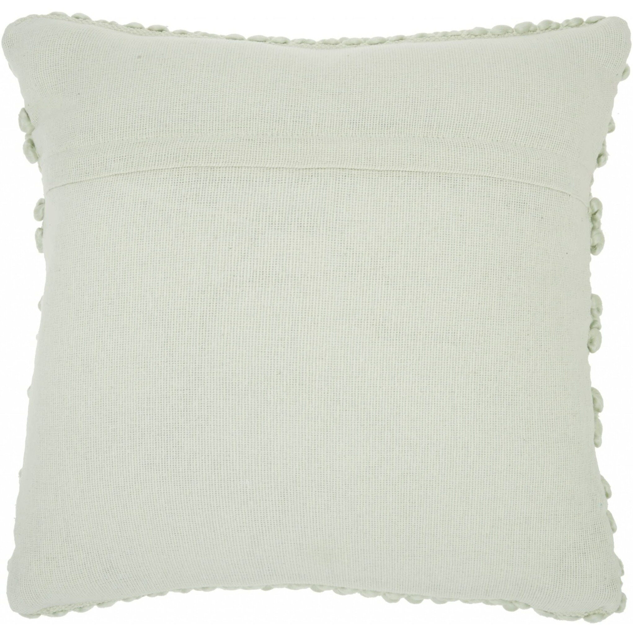 Homeroots White Acrylic Xl Mint Green Pom-Pom Detailed Throw Pillow