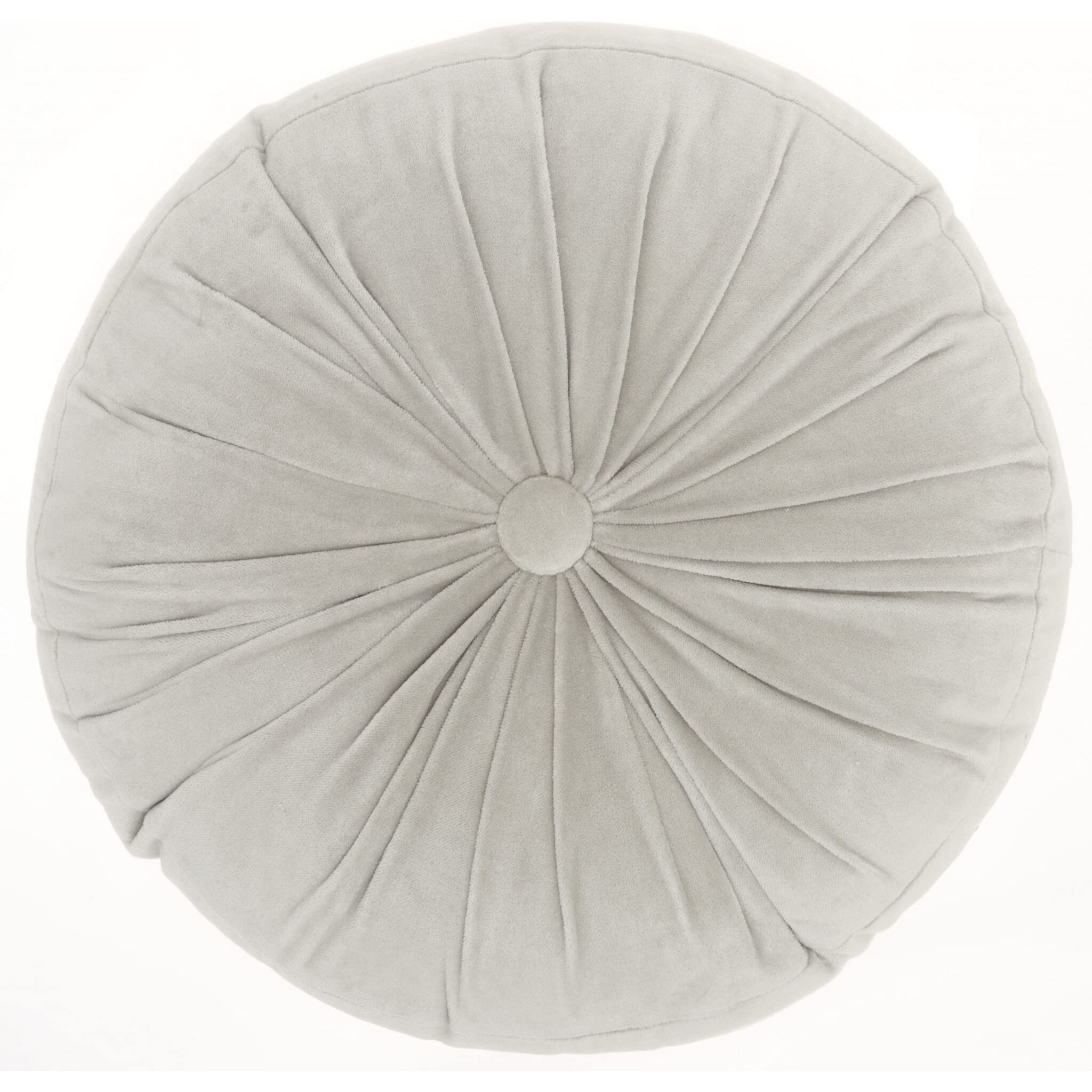 Homeroots Rose Gold Cotton Velvet Light Gray Tufted Round Throw Pillow