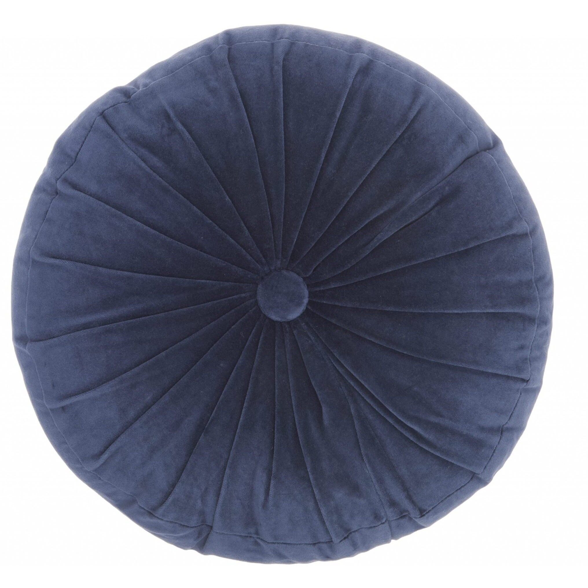 Homeroots Multicolor Cotton Velvet Dark Blue Tufted Round Throw Pillow