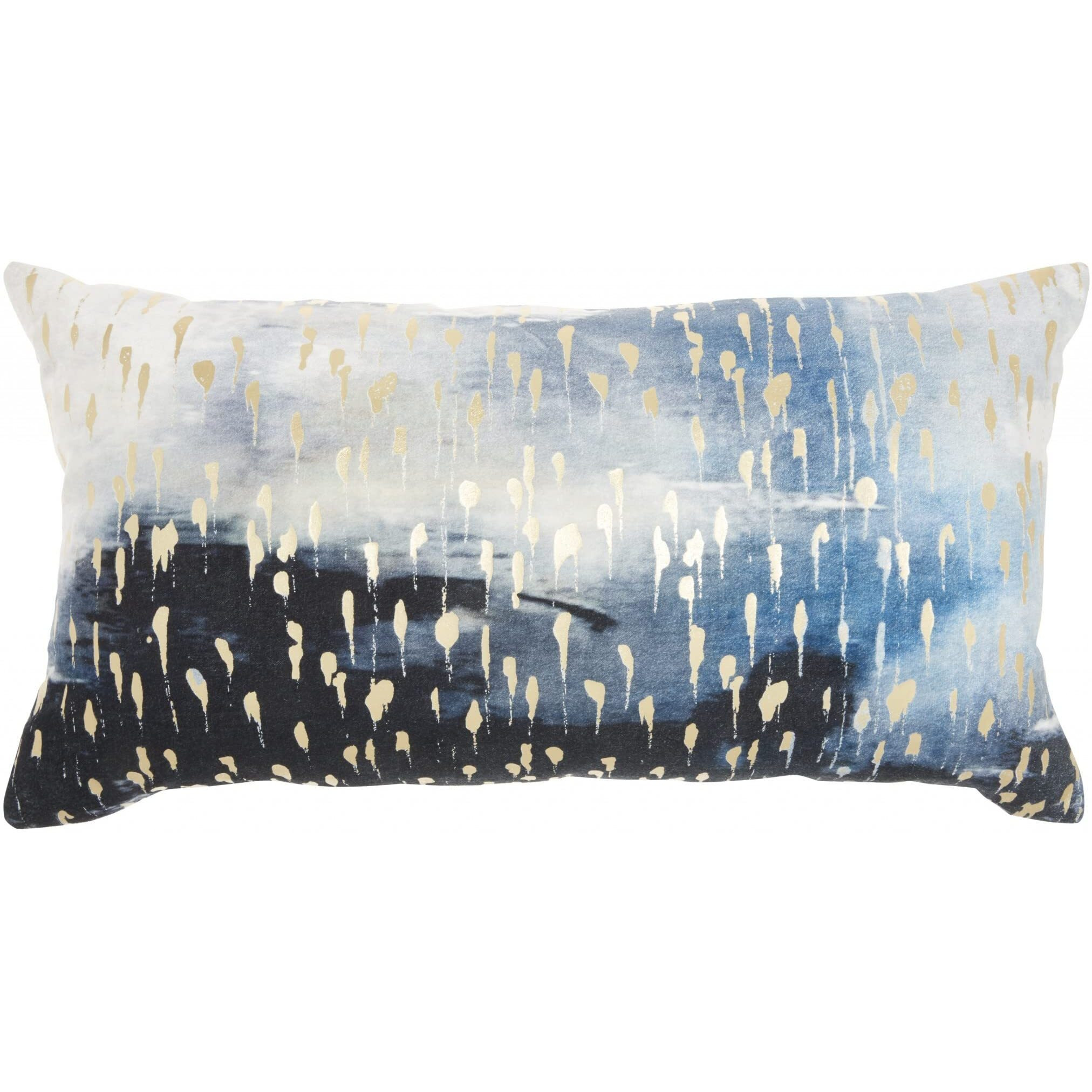 Homeroots Grey Cotton Blue Abstract Lumbar Pillow