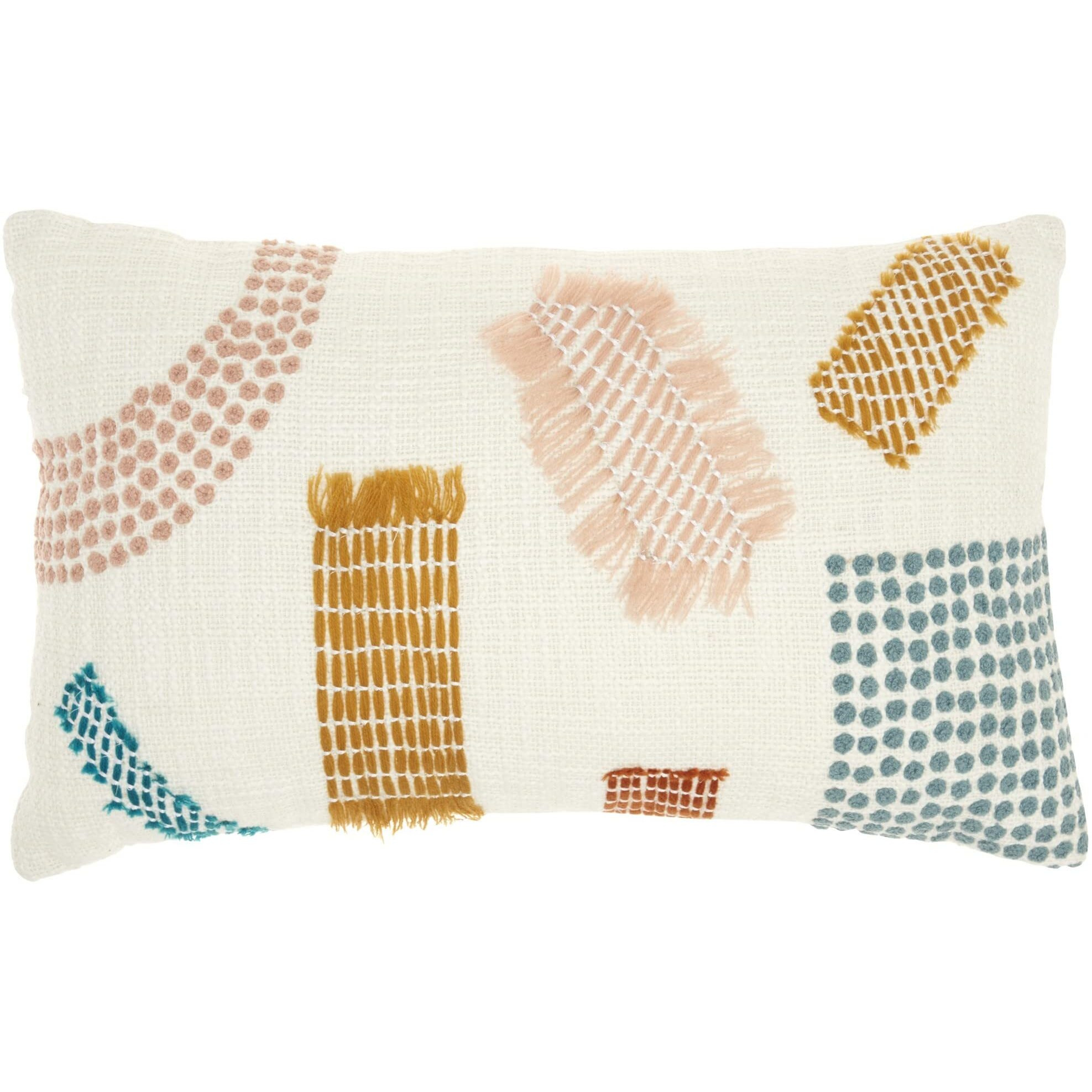 Homeroots Cotton Multicolor Patterned Lumbar Pillow
