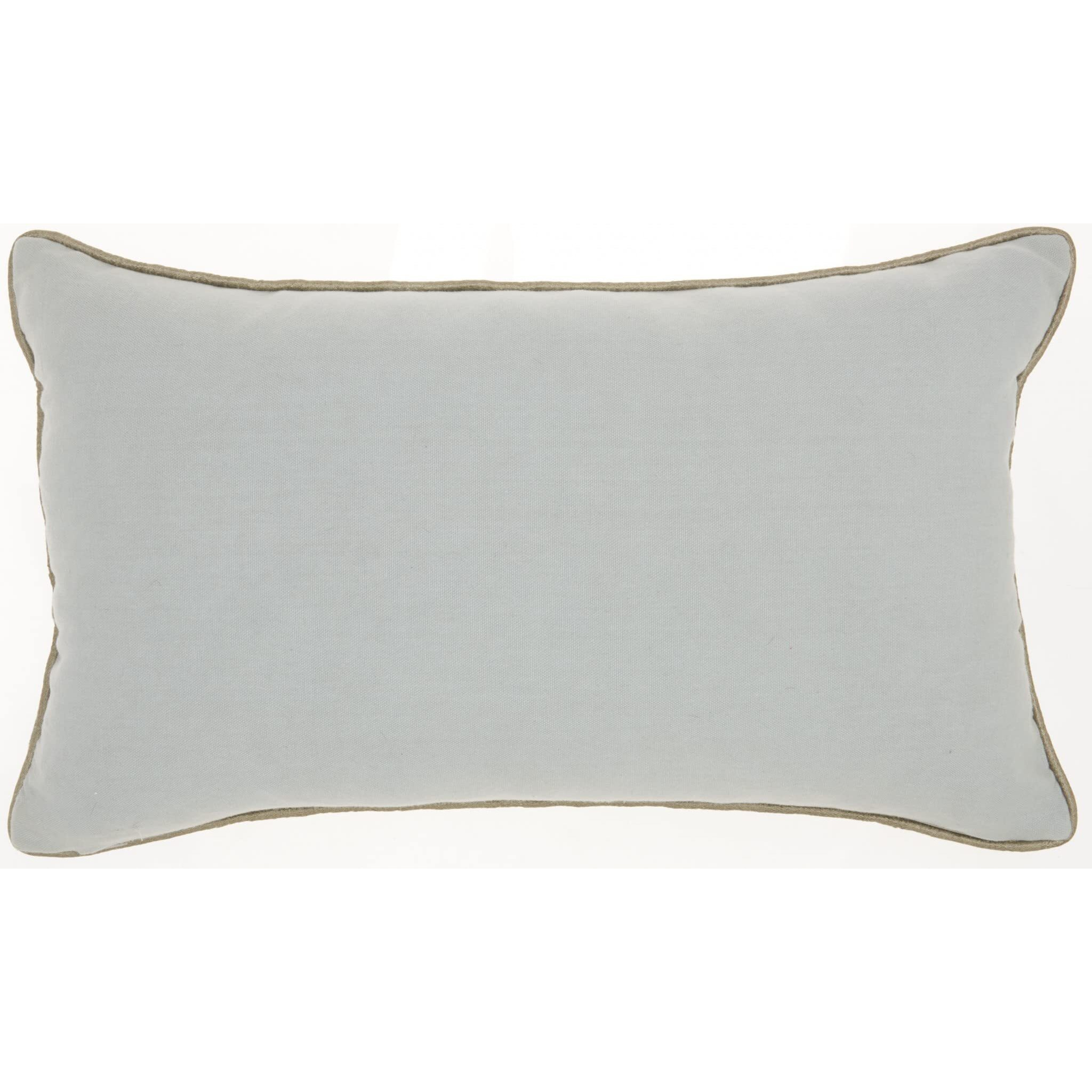 Homeroots Grey Cotton Periwinkle Embellished Lumbar Pillow