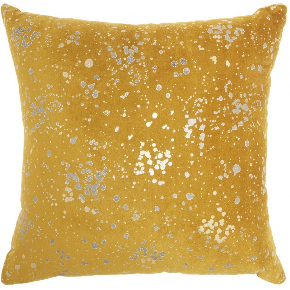 Homeroots Grey Cotton Mustard And Silver Throw Pillow