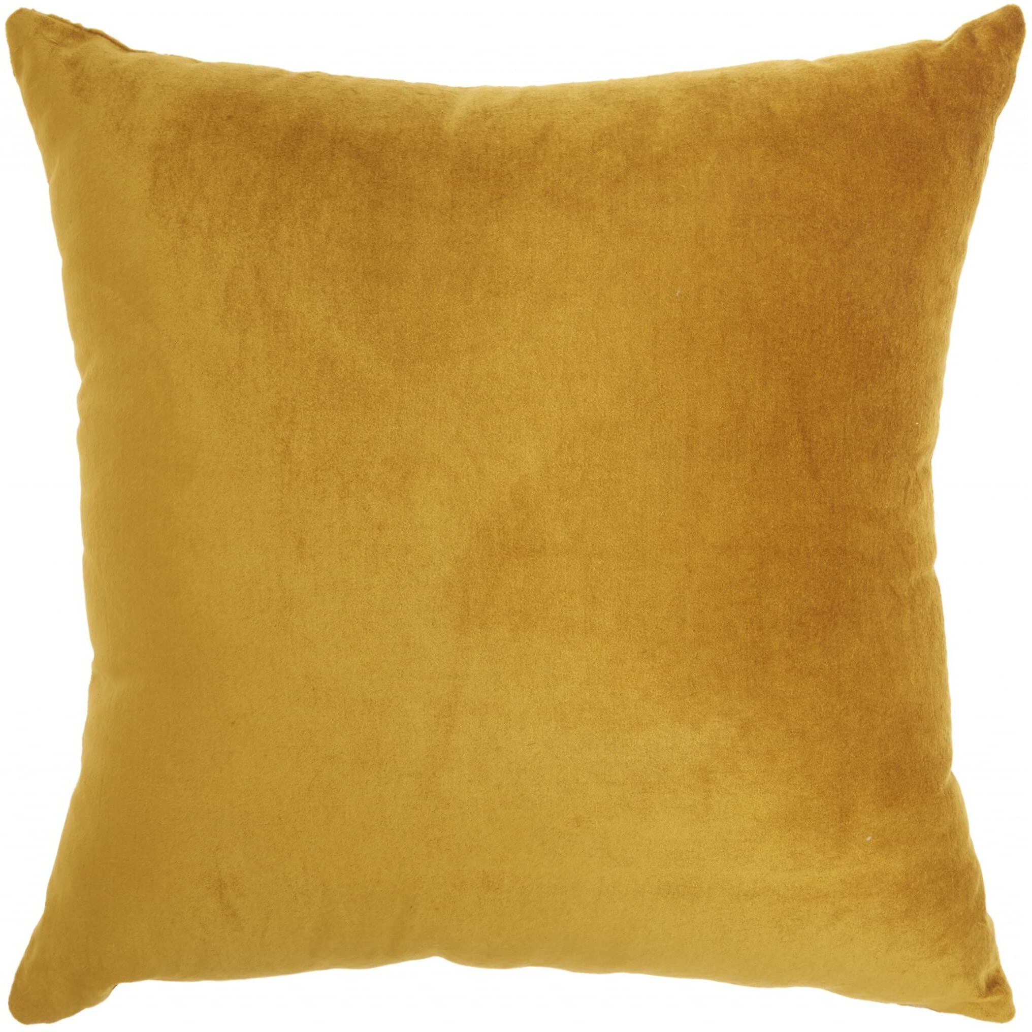 Homeroots Grey Cotton Mustard And Silver Throw Pillow