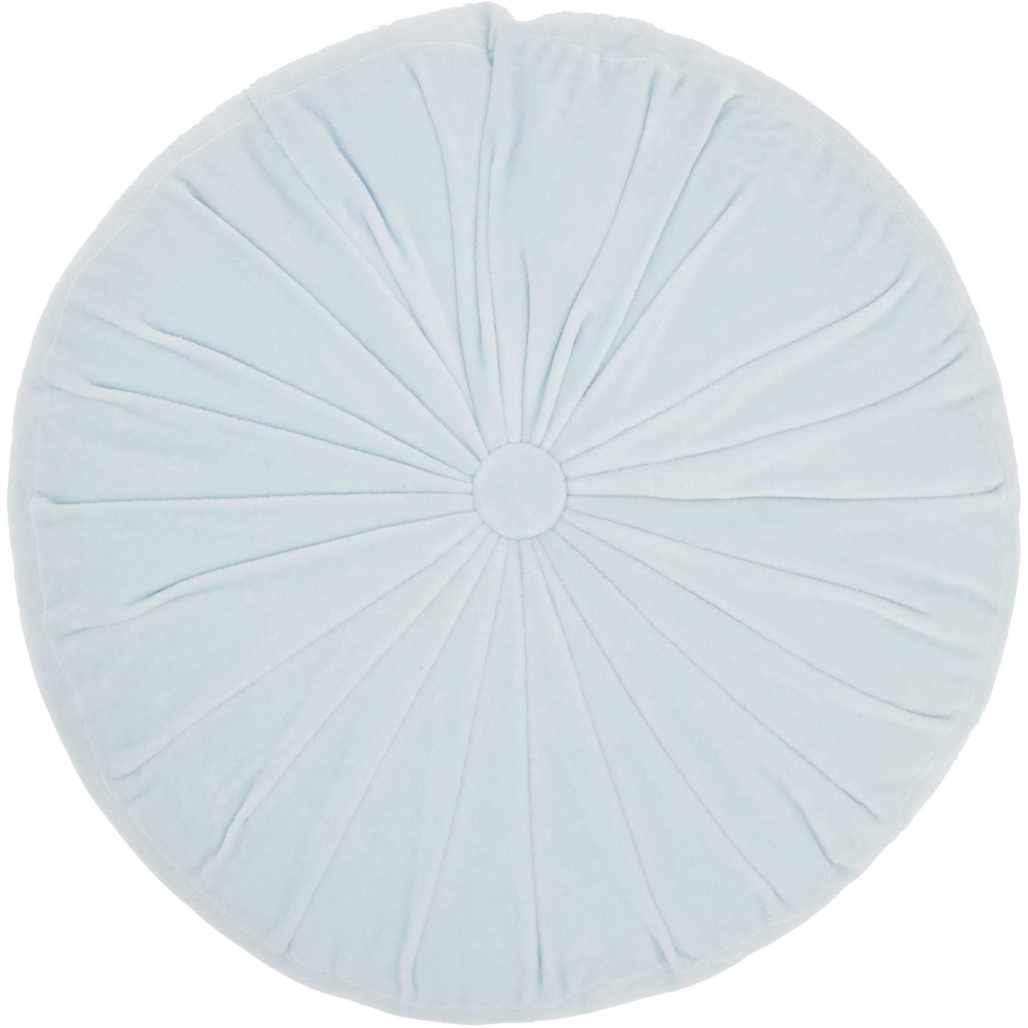 Homeroots White Cotton Periwinkle Tufted Round Throw Pillow