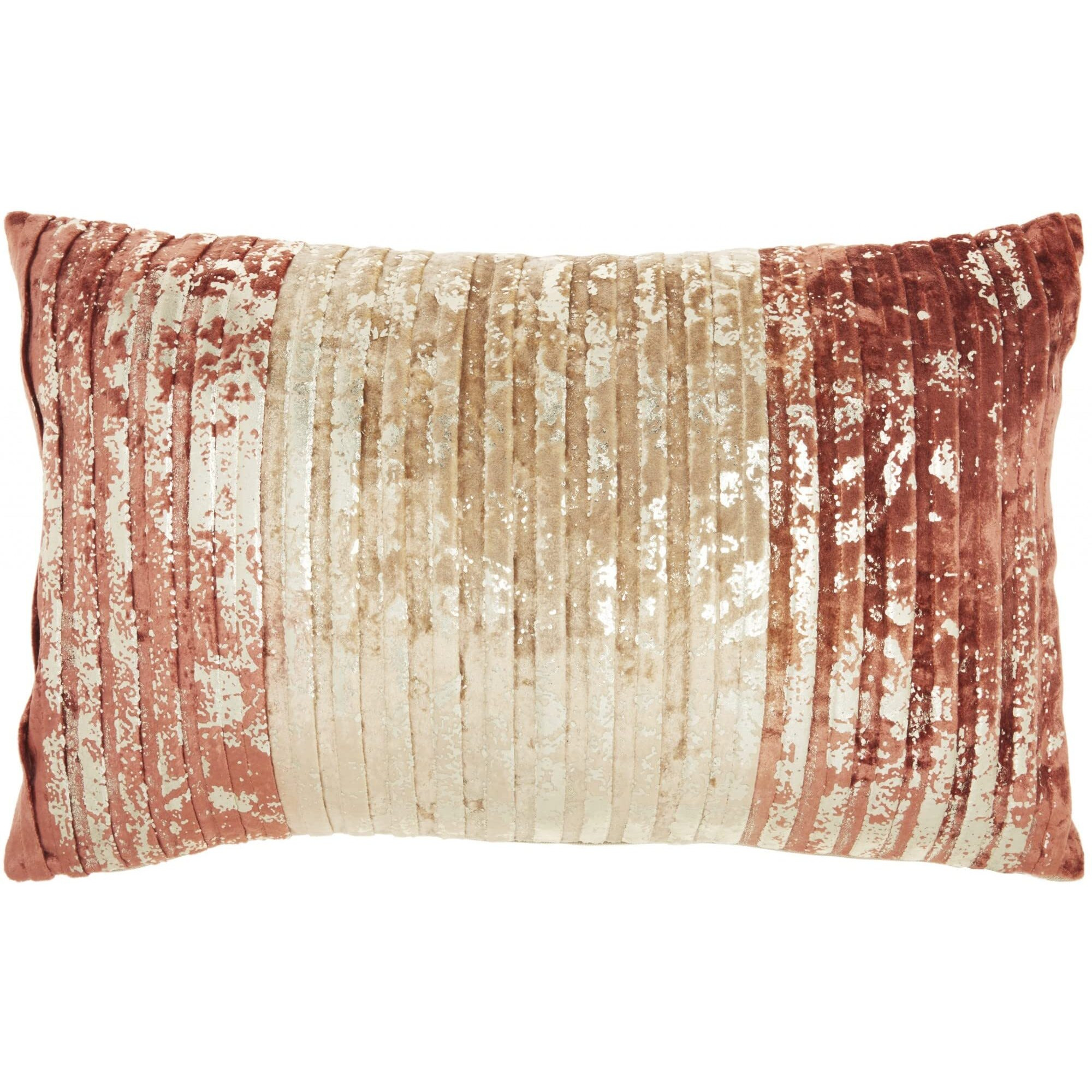 Homeroots Grey Cotton Two Tone Striped Lumbar Pillow