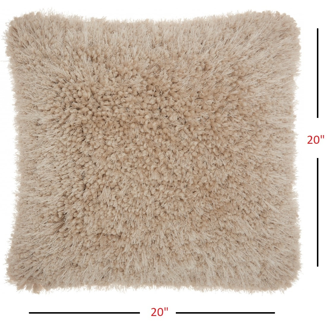 Fluffy Beige Shag Accent Throw Pillow