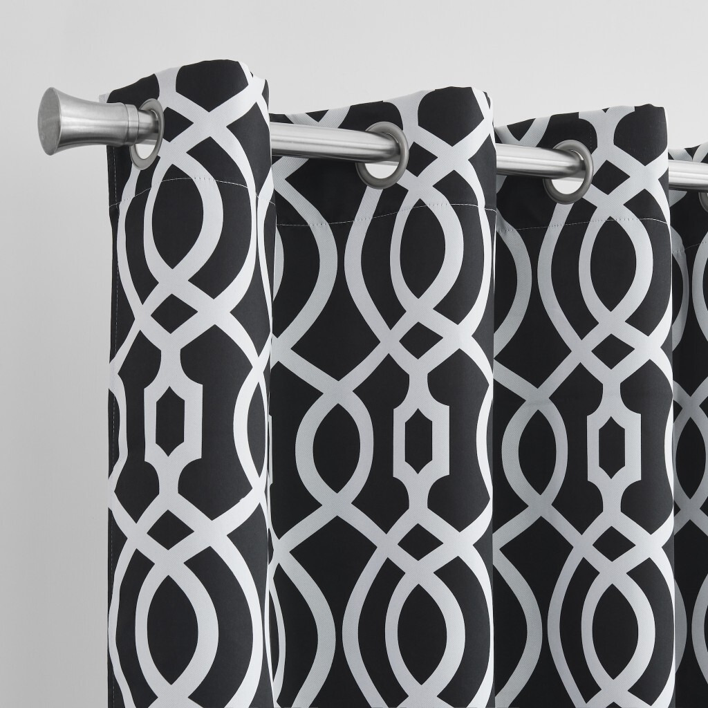84"" Jet Black Trellis Black Out Window Curtain Panel