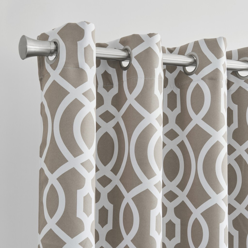 84"" Taupe Trellis Black Out Window Curtain Panel