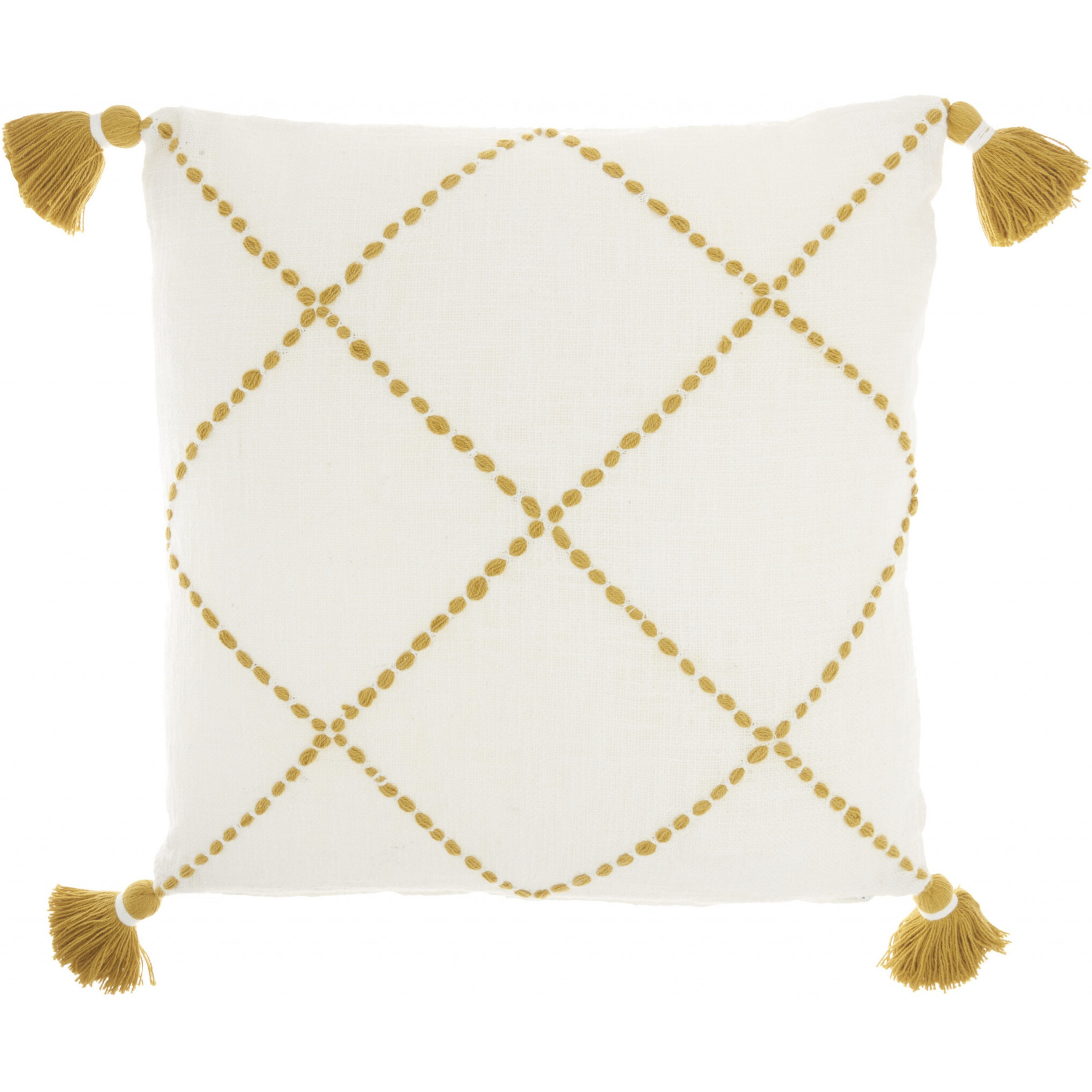 Boho Mustard Cotton Accent Throw Pillow