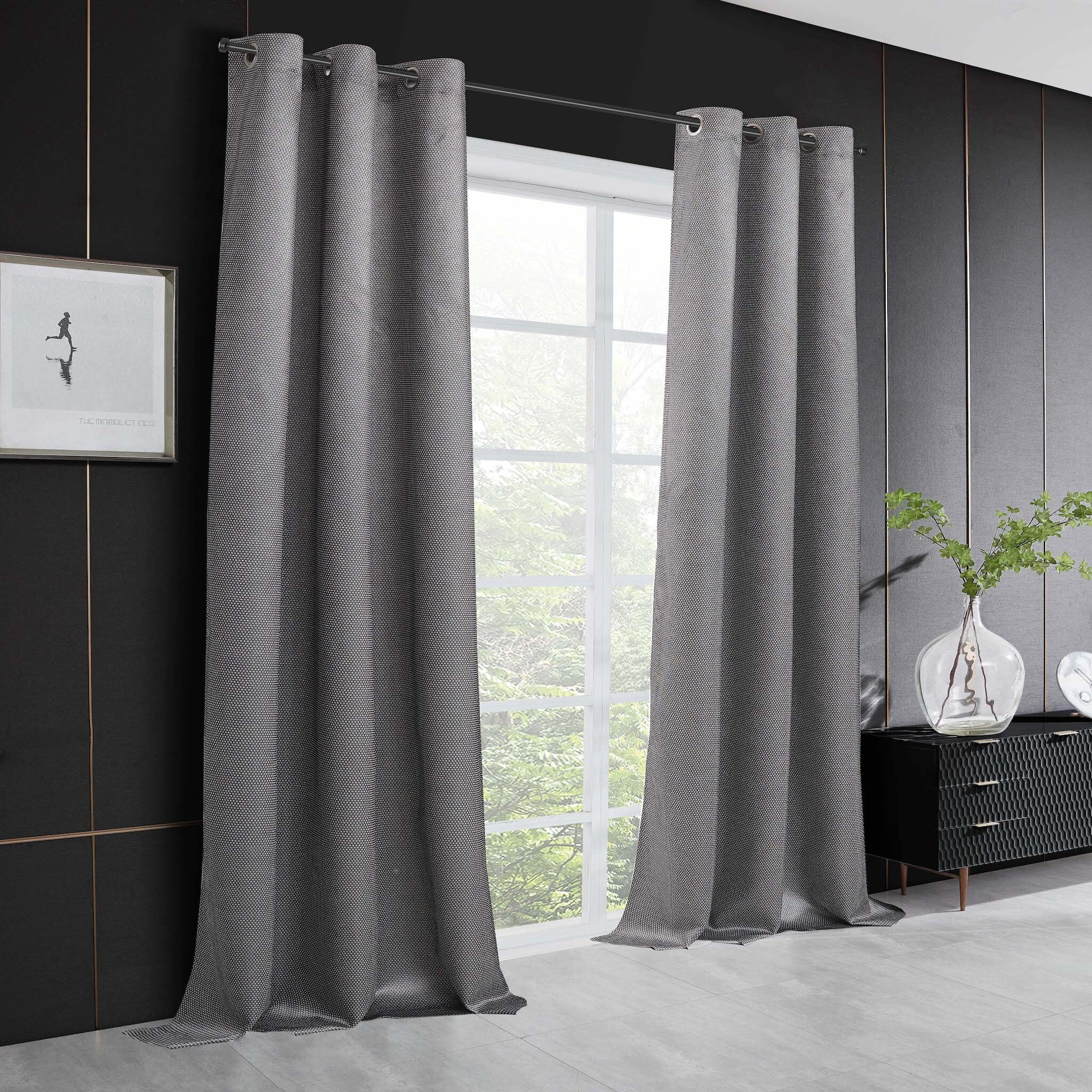 Set Of Two 96""  Silver Metallic Textured Window Panels