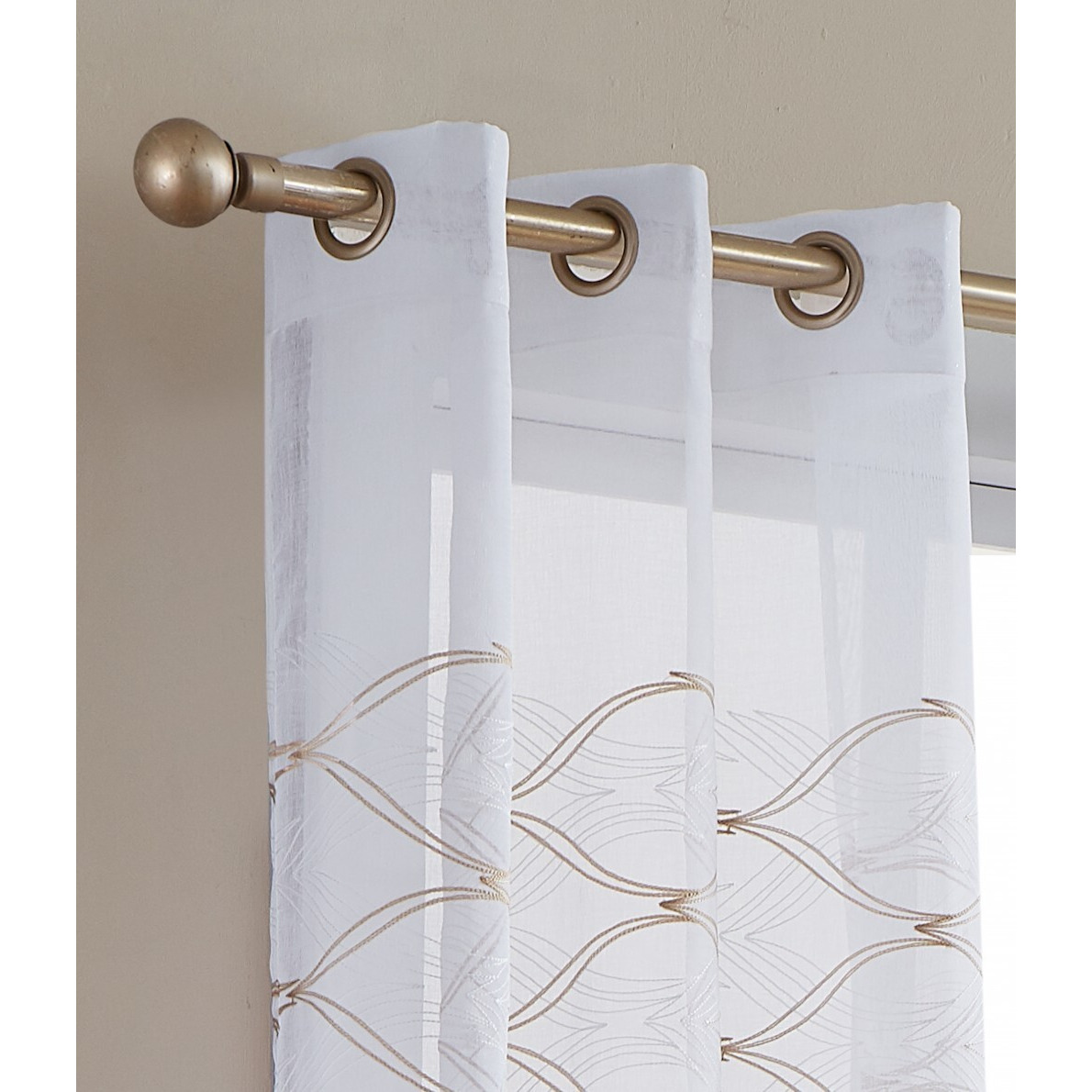 Set Of Two 84""  Gold Wave Embroidered Window Panels