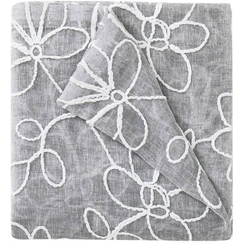 Set Of Two 84""  Silver Floral Embroidered Window Panels