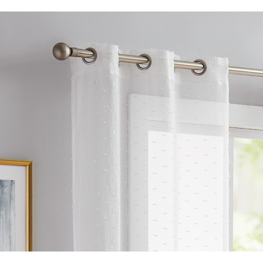 96 White Sprinkled Embellishment Window Curtain Panel