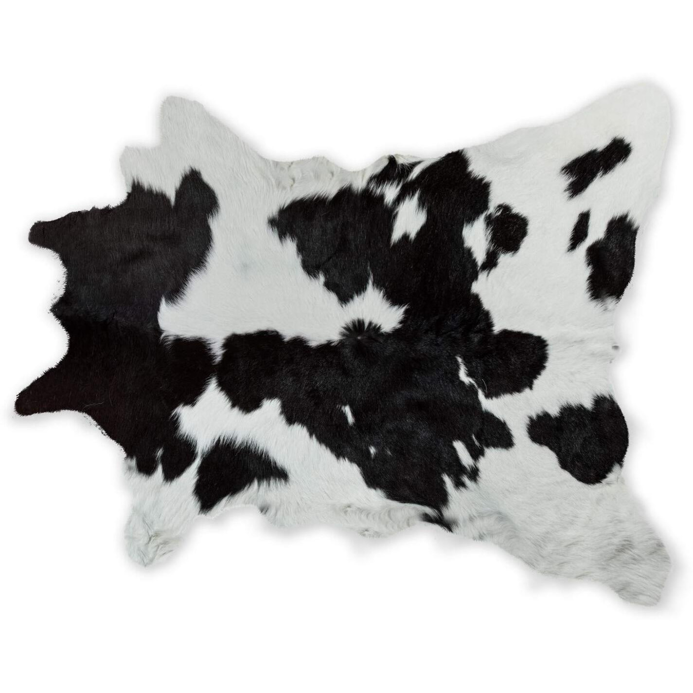 Homeroots Kitchen 24"" X 36"" Loom Knotted Black And White Calfskin Area Rug