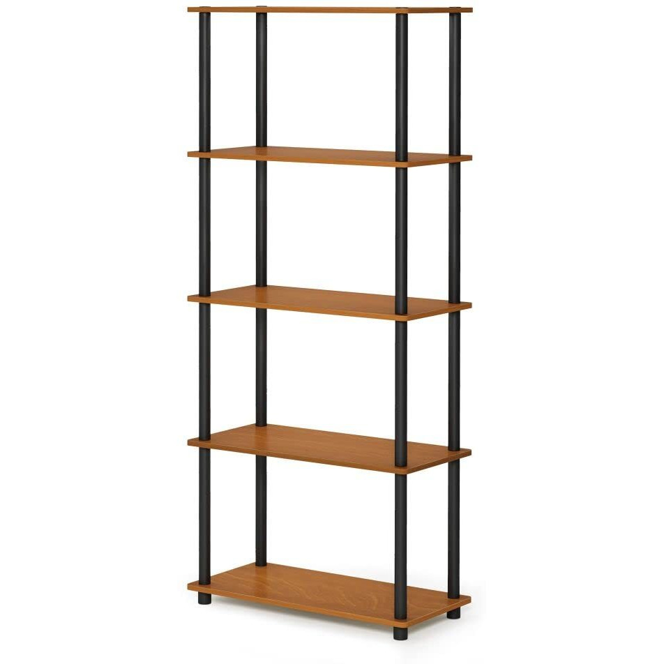 Furinno Turn-N-Tube 5-Tier Multipurpose Shelf Display Rack  Light Cherry/Black  17091Lc/Bk