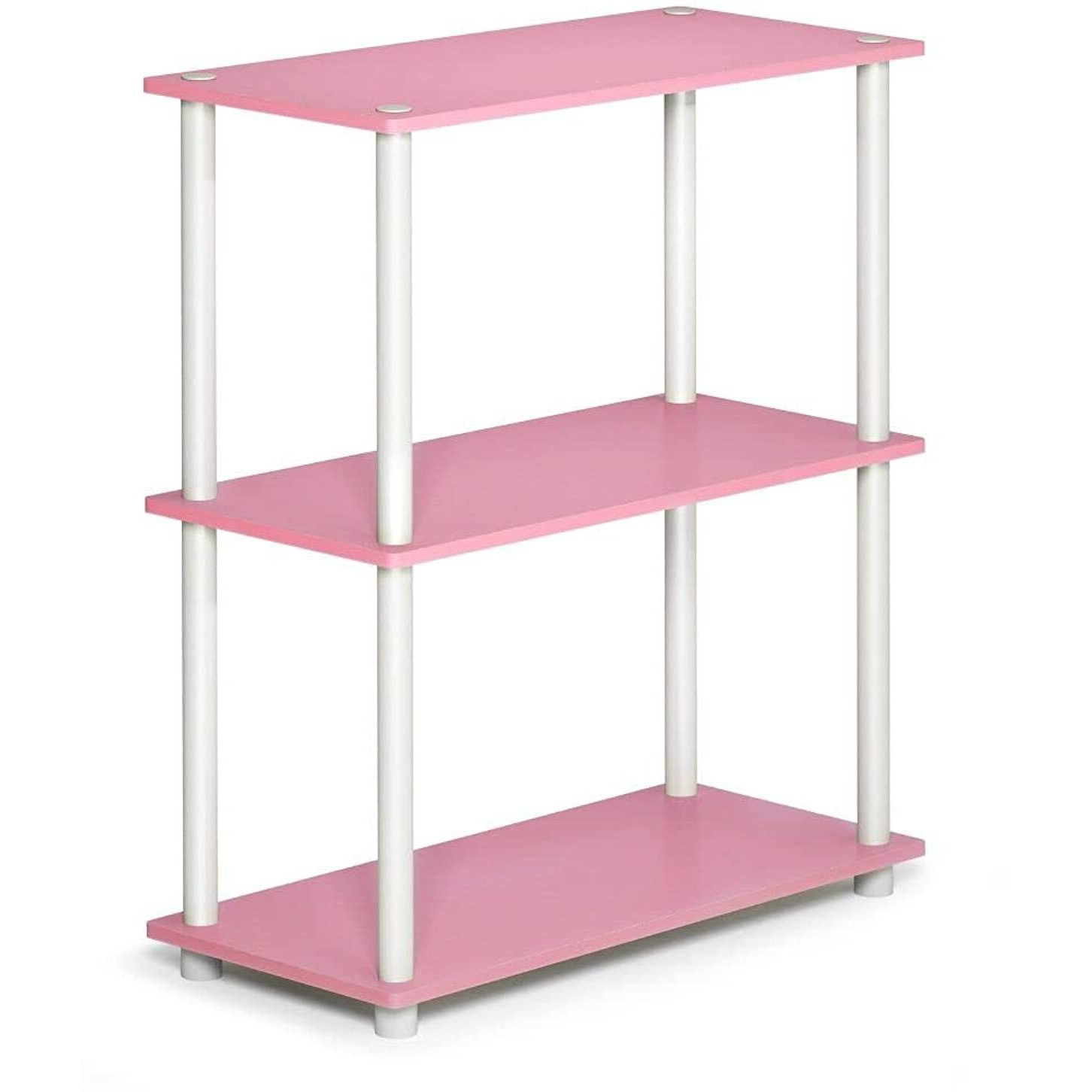 Furinno Turn-N-Tube 3-Tier Compact Multipurpose Shelf Display Rack  Pink/White  10024Pi/Wh