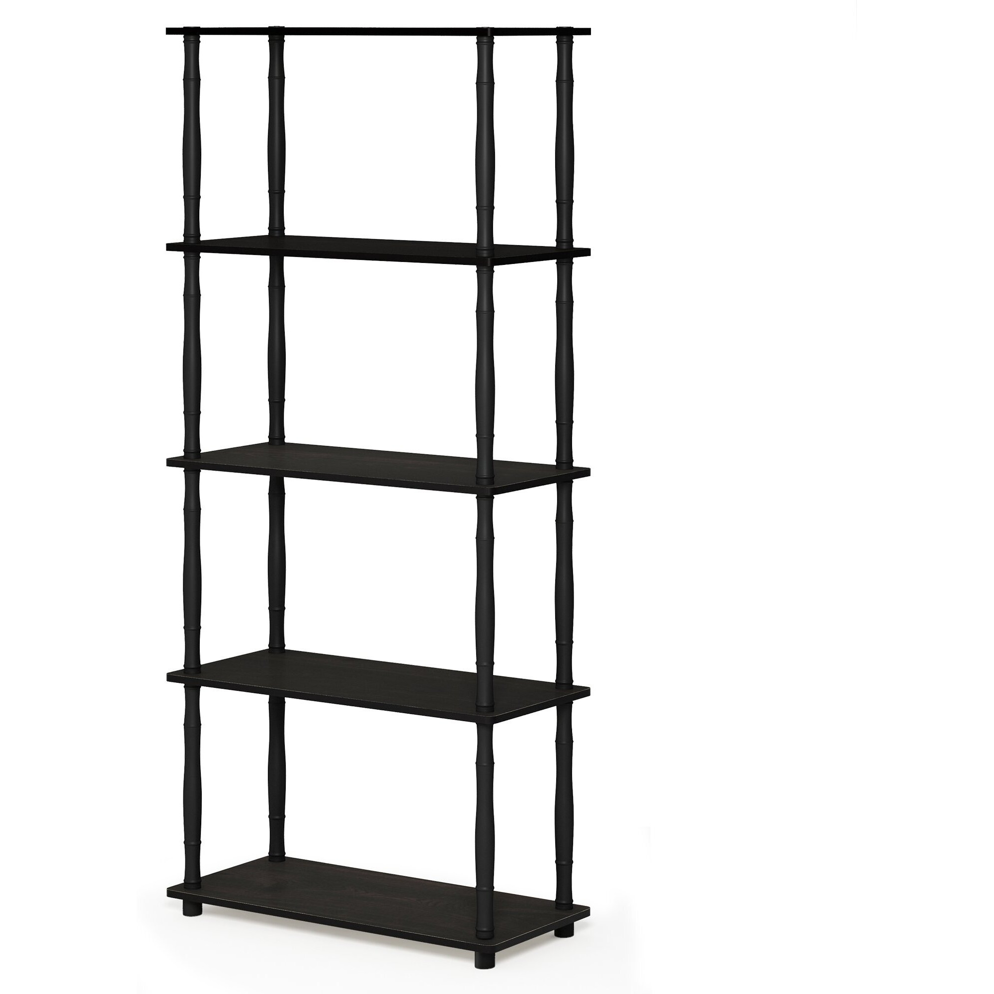 Furinno Turn-N-Tube 5-Tier Multipurpose Shelf Display Rack With Classic Tubes  Espresso/Black  18032Ex/Bk
