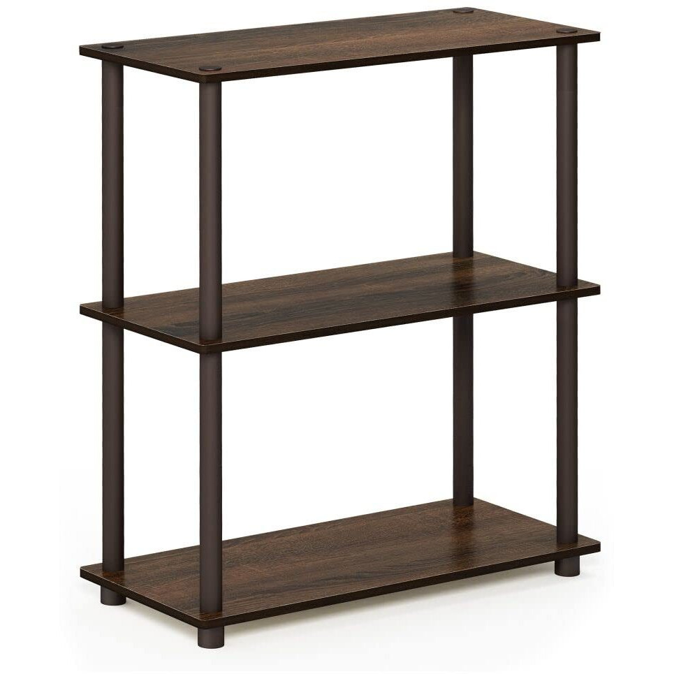 Furinno Turn-N-Tube 3-Tier Compact Multipurpose Shelf Display Rack  Walnut/Brown  10024Wn/Br