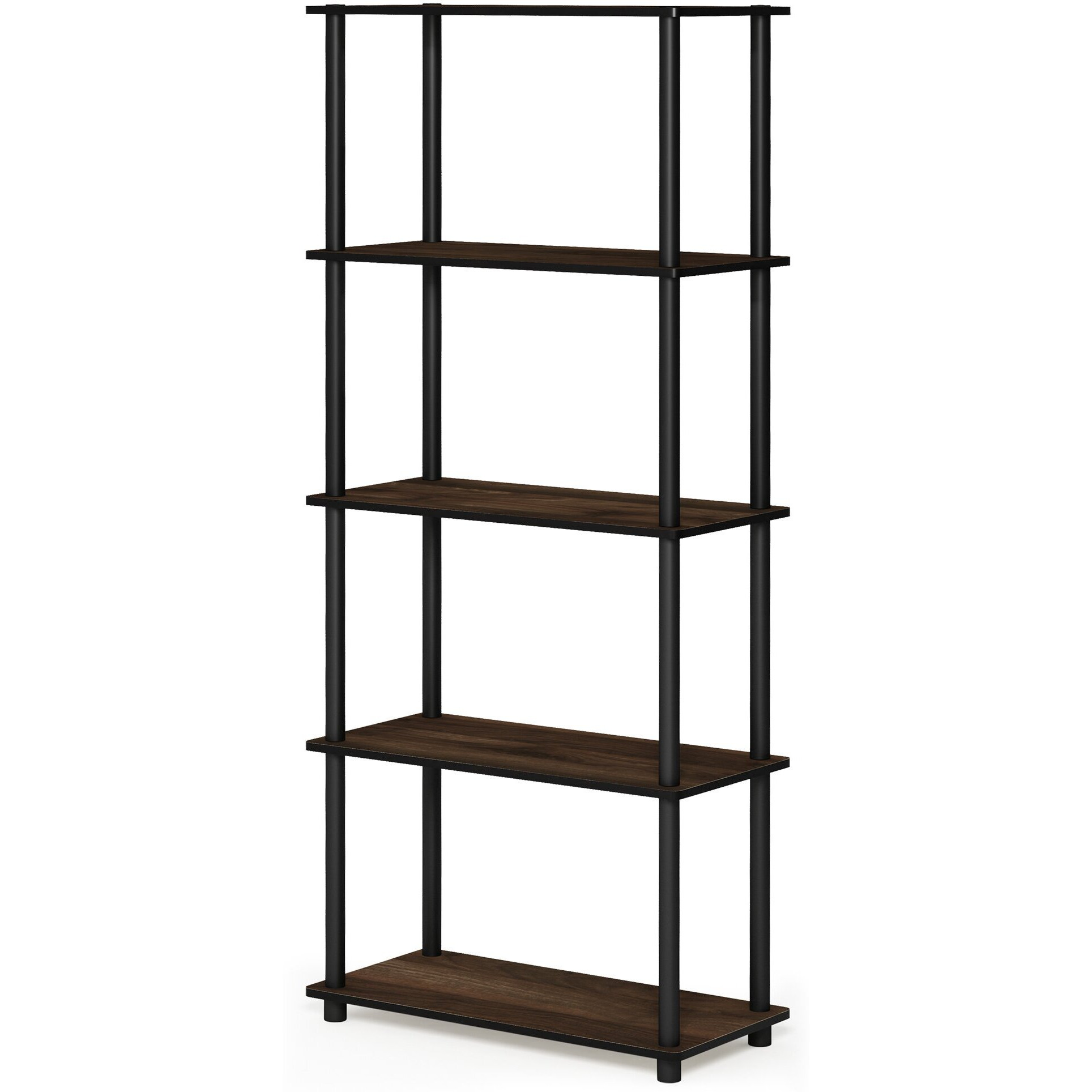 Furinno Turn-N-Tube 5-Tier Multipurpose Shelf Display Rack  Columbia Walnut/Black  17091Cwn/Bk