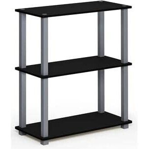 Furinno Turn-S-Tube 3-Tier Compact Multipurpose Shelf Display Rack With Square Tube  Black/Grey  18025Bk/Gy