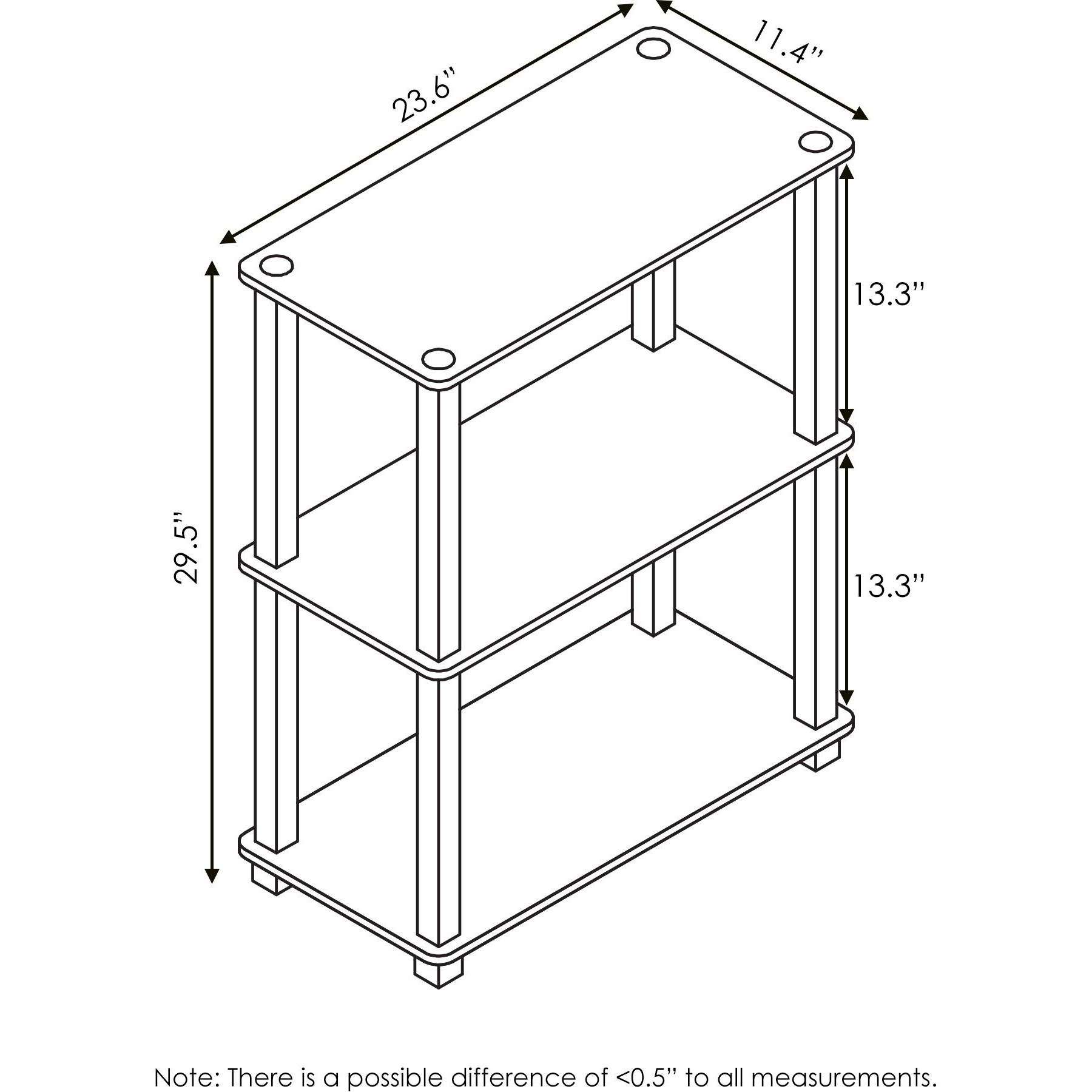 Turn-S-Tube 3-Tier Compact Multipurpose Shelf Display Rack With Square Tube  Americano/Black