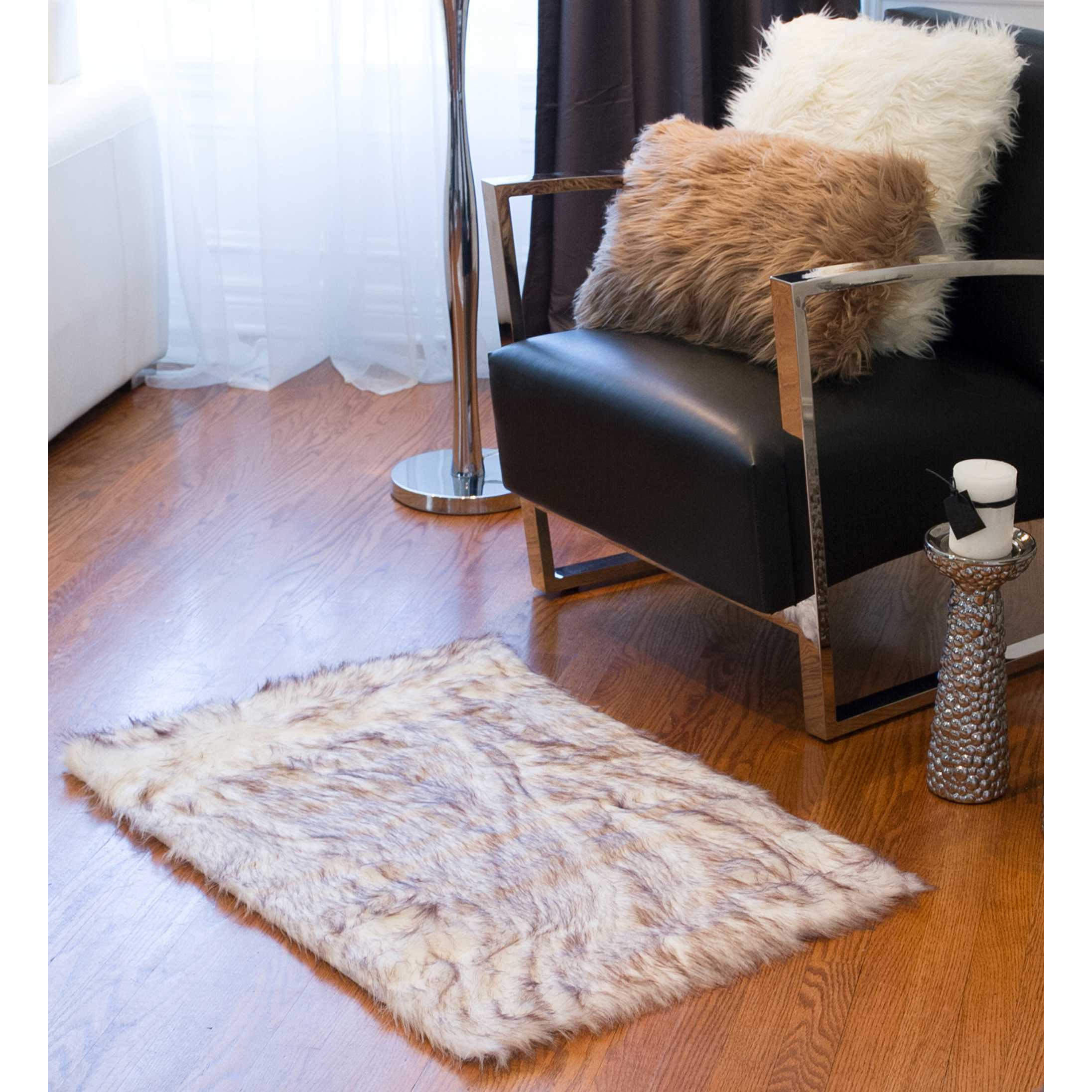 2' X 3' Ombre Brown Faux Sheepskin Area Rug