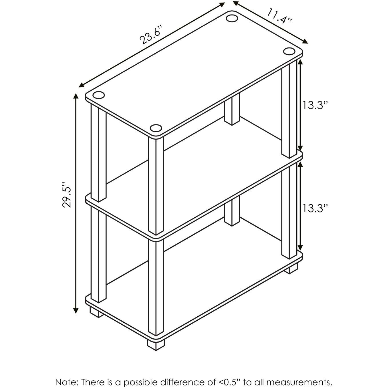 Furinno Turn-S-Tube 3-Tier Compact Multipurpose Shelf Display Rack With Square Tube  Columbia Walnut/Black