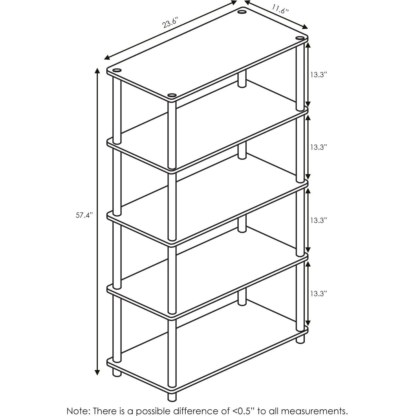 Furinno Turn-N-Tube 5-Tier Multipurpose Shelf Display Rack  Espresso/Black
