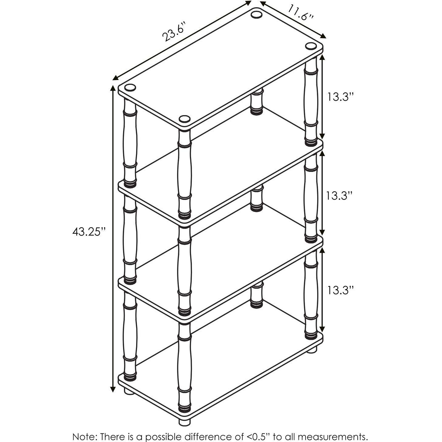 Furinno Turn-N-Tube 4-Tier Multipurpose Shelf Display Rack With Classic Tubes  Sonoma Oak/White