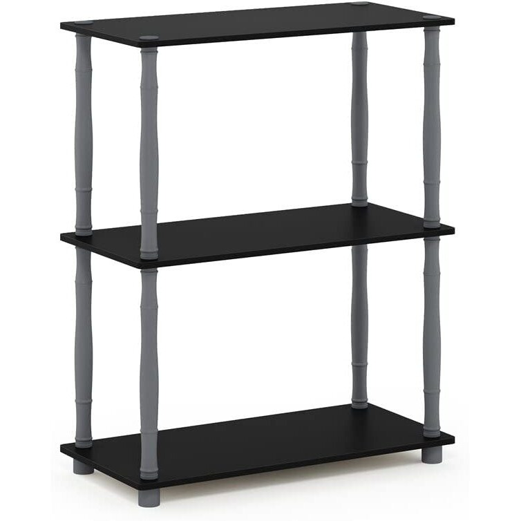 Furinno Turn-N-Tube 3-Tier Compact Multipurpose Shelf Display Rack With Classic Tube  Black/Grey