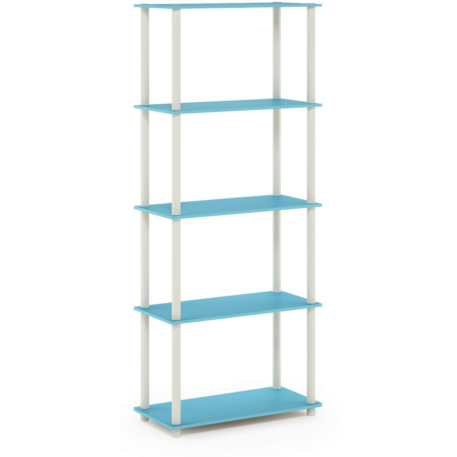Furinno Turn-N-Tube 5-Tier Multipurpose Shelf Display Rack  Light Blue/White