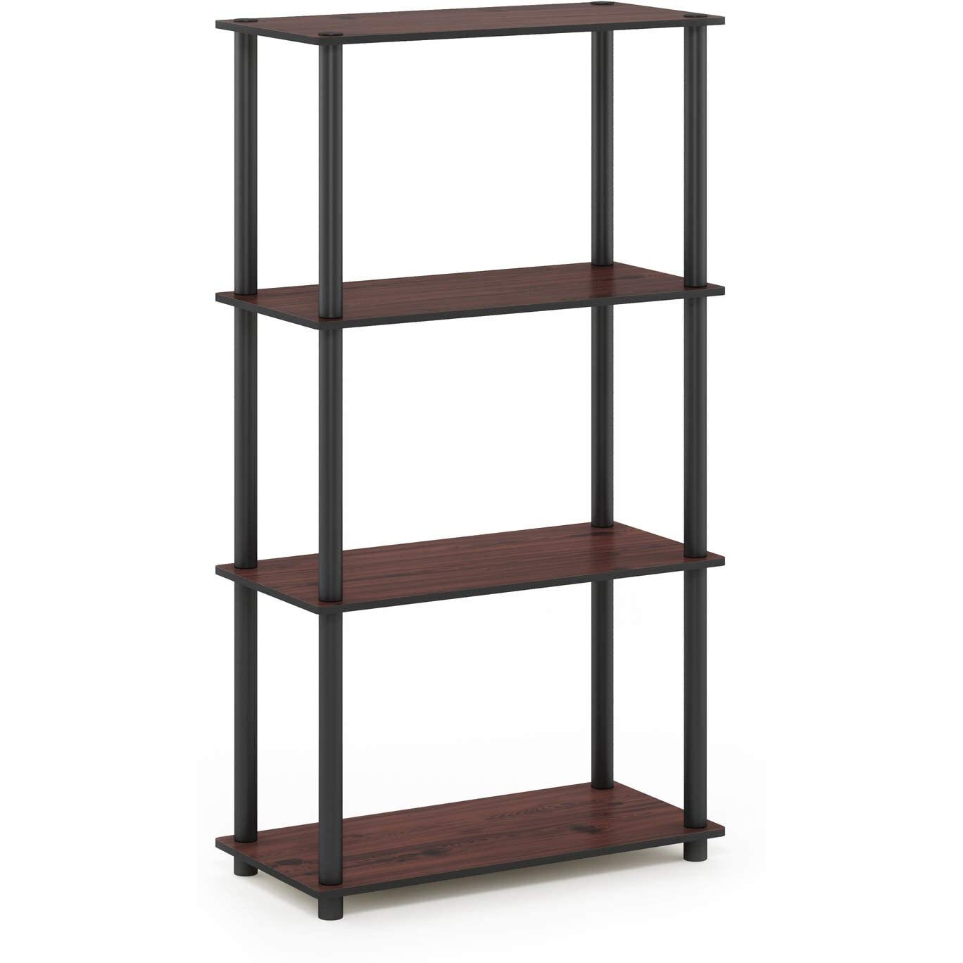Furinno Turn-N-Tube 4-Tier Multipurpose Shelf Display Rack  Dark Cherry/Black