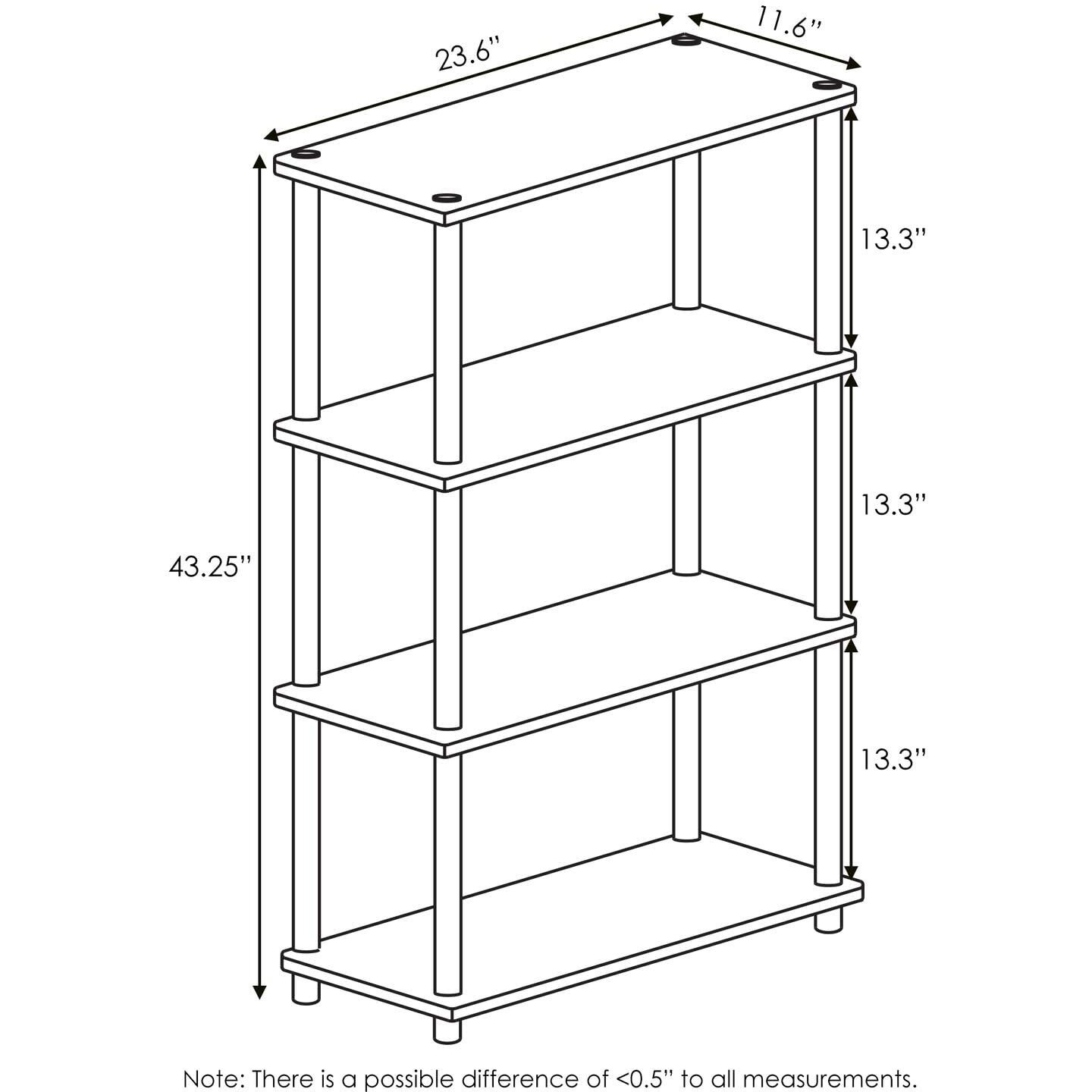 Furinno Turn-N-Tube 4-Tier Multipurpose Shelf Display Rack  Dark Cherry/Black