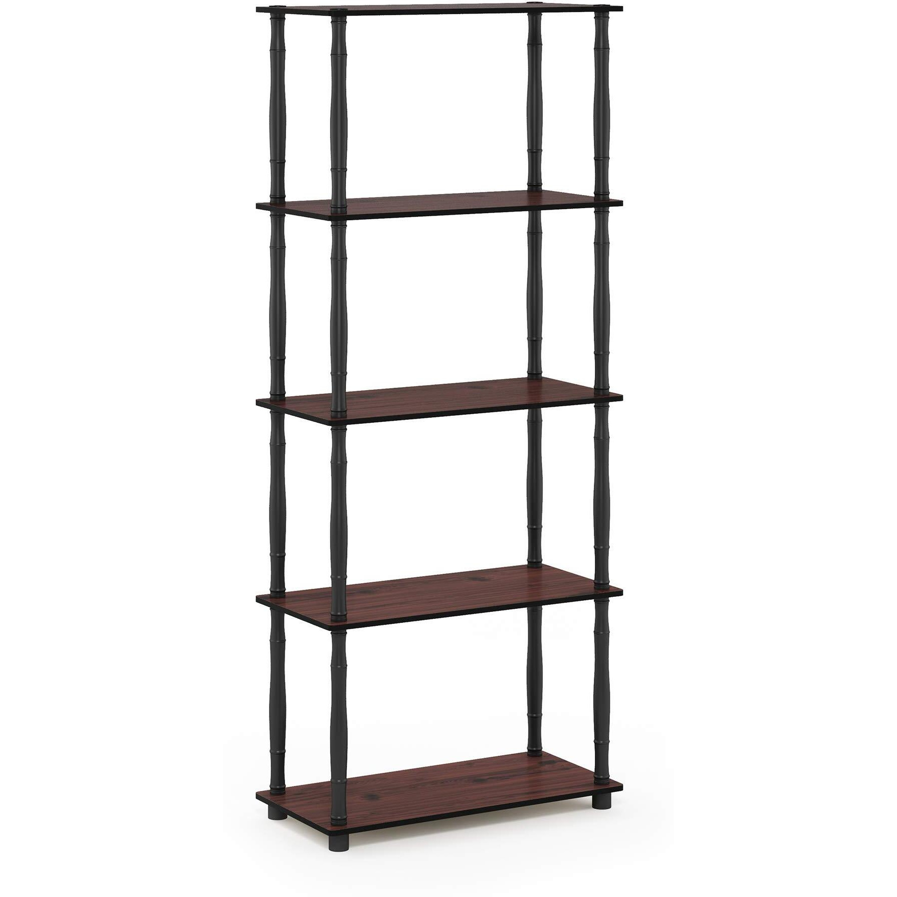 Furinno Turn-N-Tube 5-Tier Multipurpose Shelf Display Rack With Classic Tubes  Dark Cherry/Black