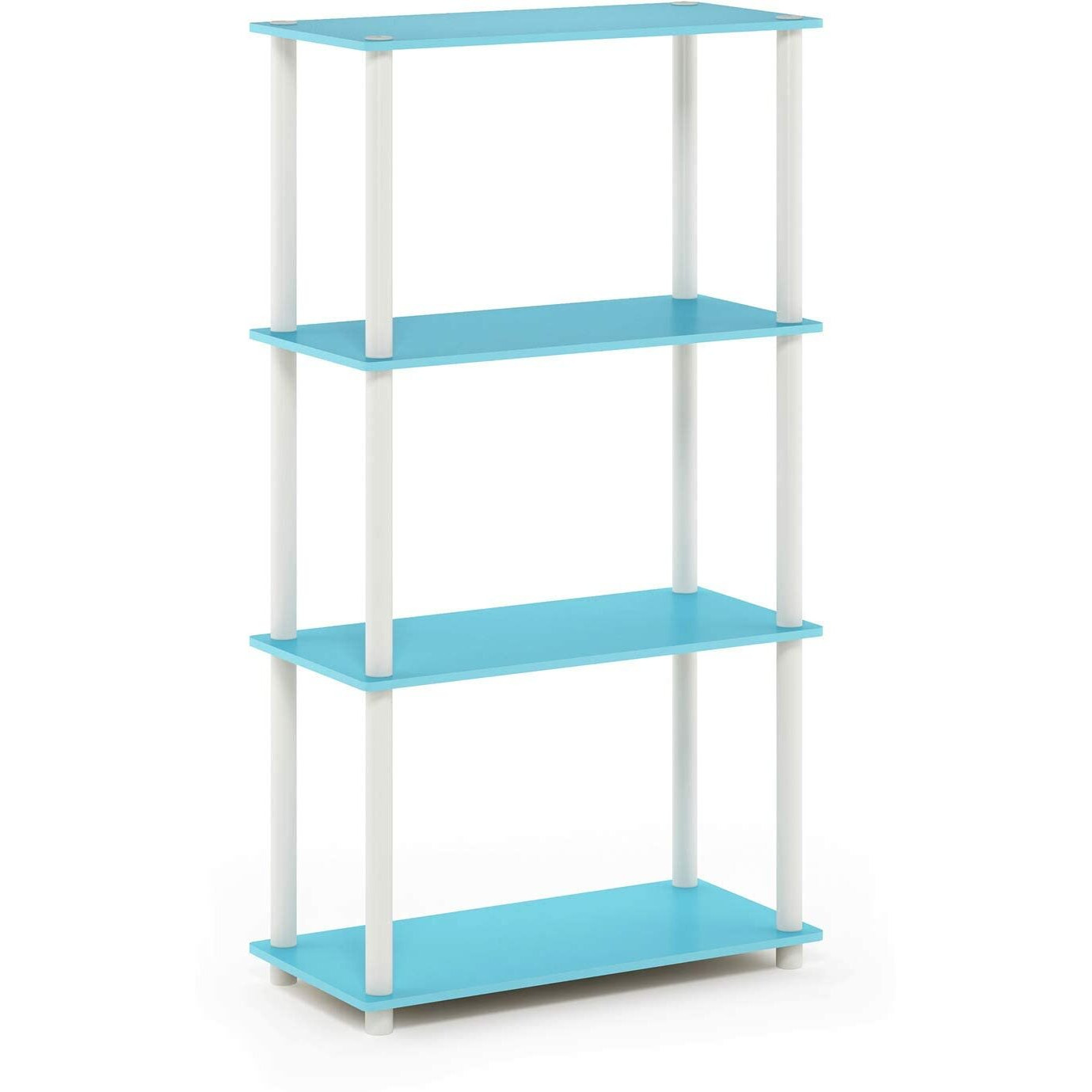 Furinno Turn-N-Tube 4-Tier Multipurpose Shelf Display Rack  Light Blue/White