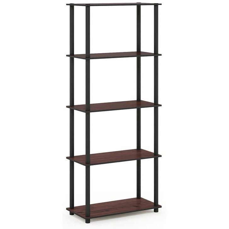 Furinno Turn-N-Tube 5-Tier Multipurpose Shelf Display Rack  Dark Cherry/Black