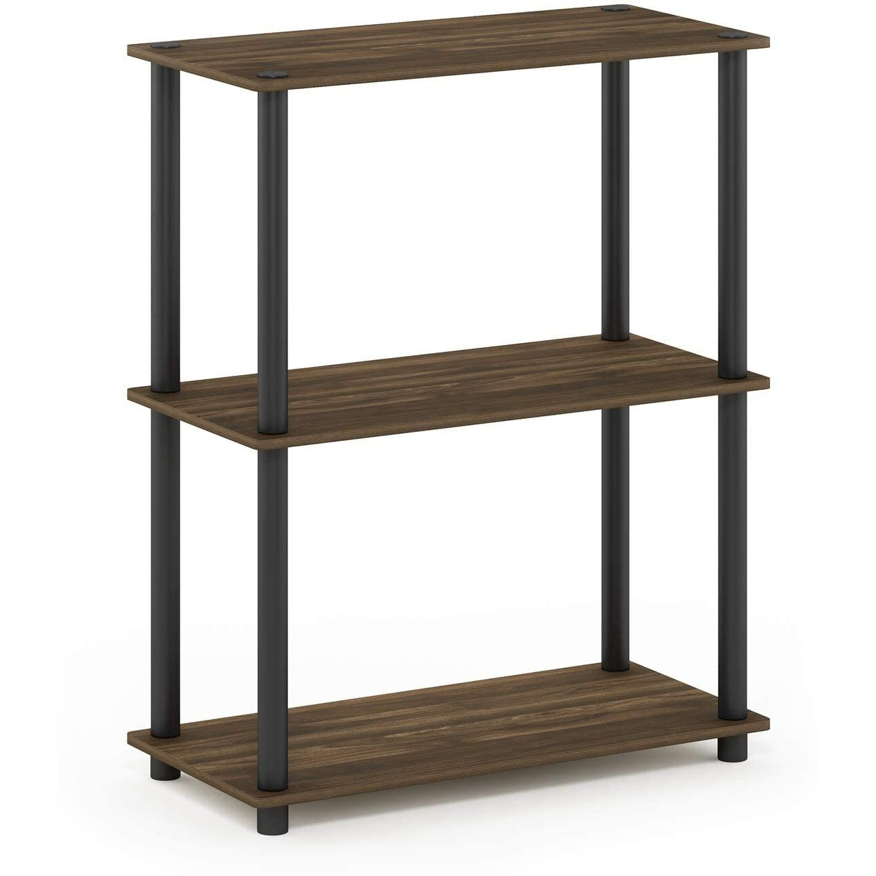 Furinno Turn-N-Tube 3-Tier Compact Multipurpose Shelf Display Rack  Columbia Walnut/Black