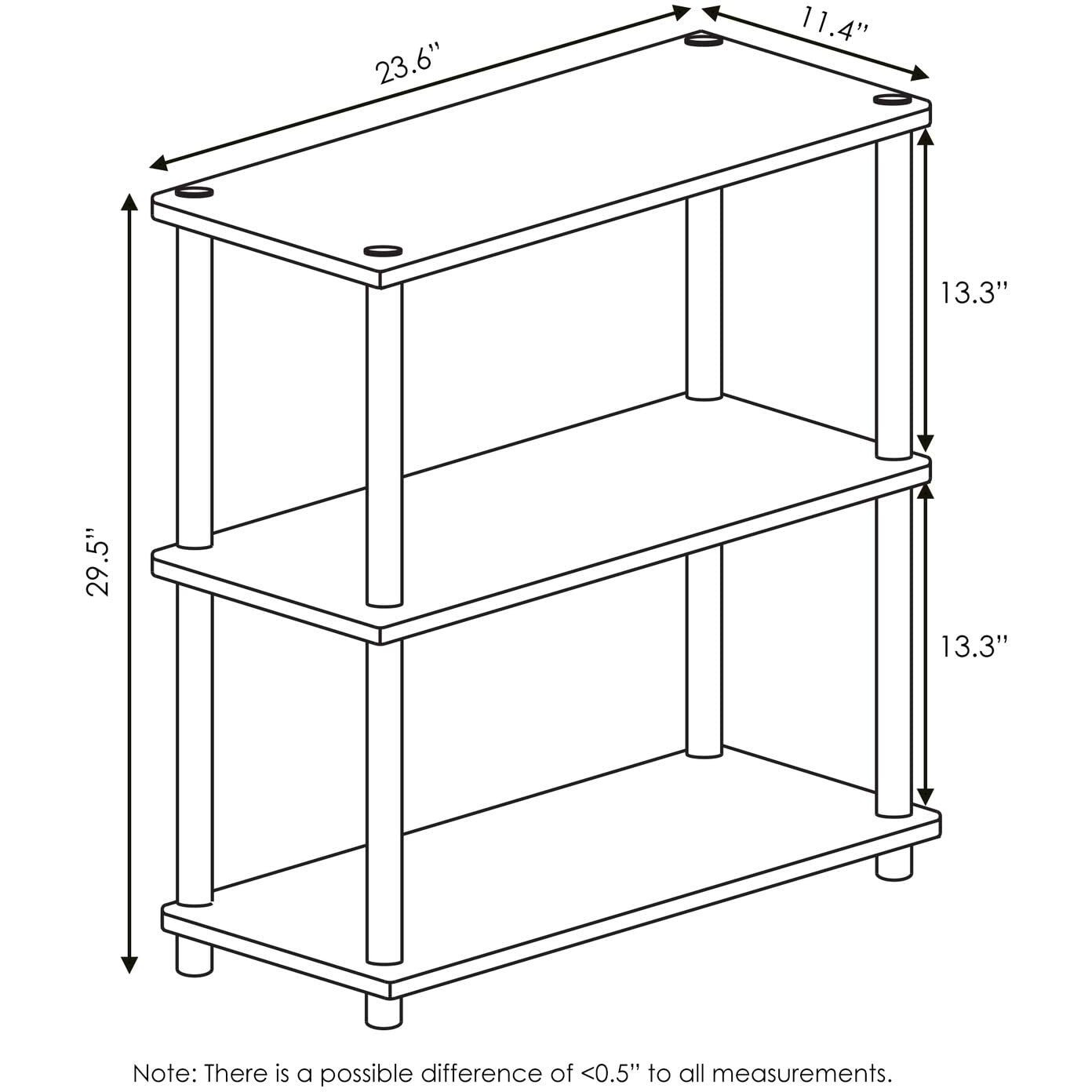 Furinno Turn-N-Tube 3-Tier Compact Multipurpose Shelf Display Rack  Columbia Walnut/Black