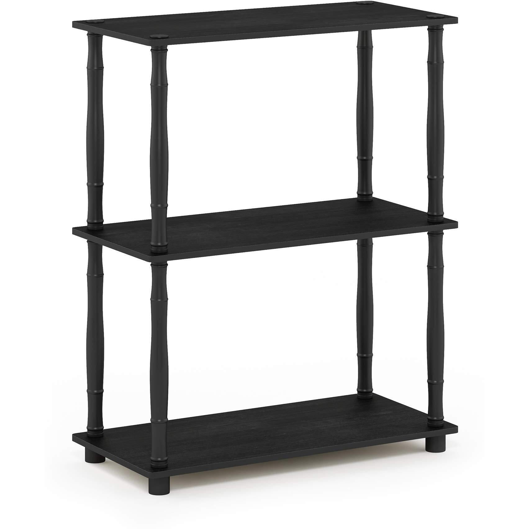 Furinno Turn-N-Tube 3-Tier Compact Multipurpose Shelf Display Rack With Classic Tube  Americano/Black