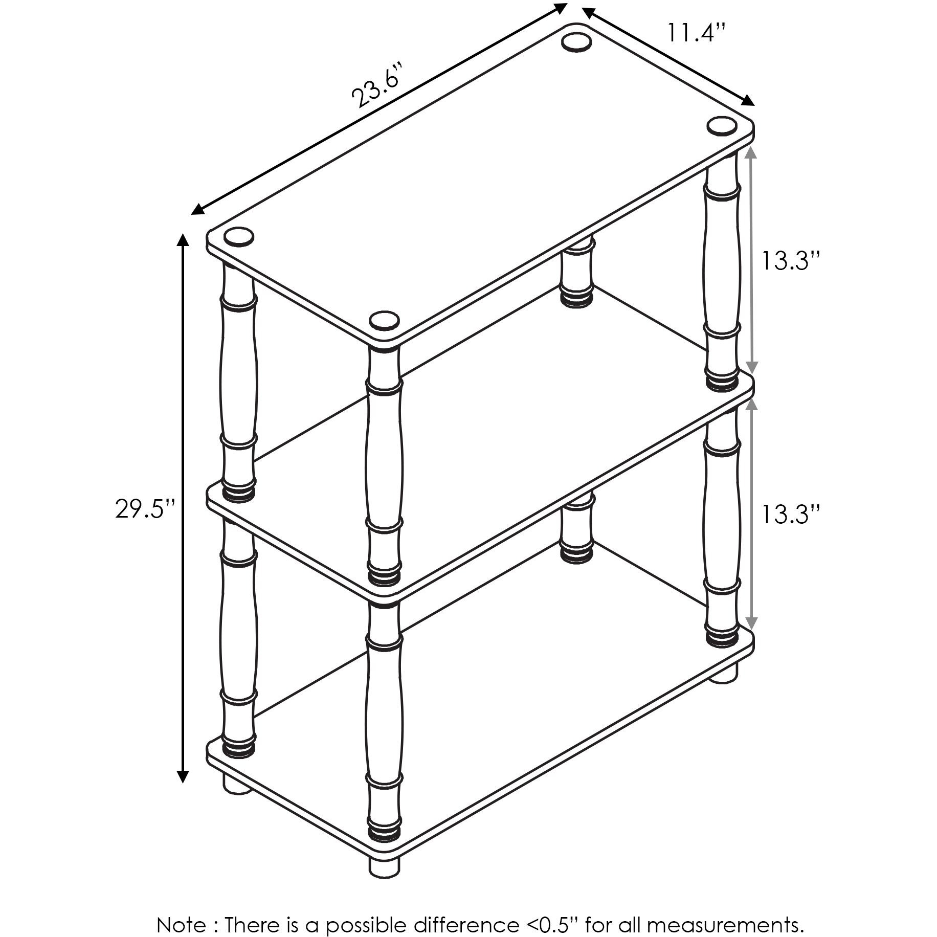 Furinno Turn-N-Tube 3-Tier Compact Multipurpose Shelf Display Rack With Classic Tube  Americano/Black