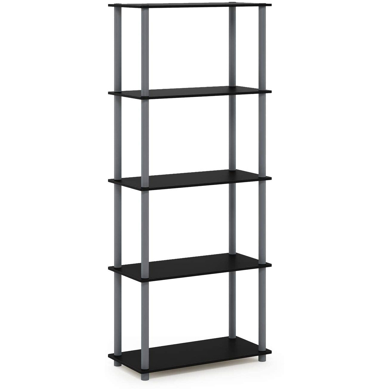 Furinno Turn-N-Tube 5-Tier Multipurpose Shelf Display Rack  Black/Grey