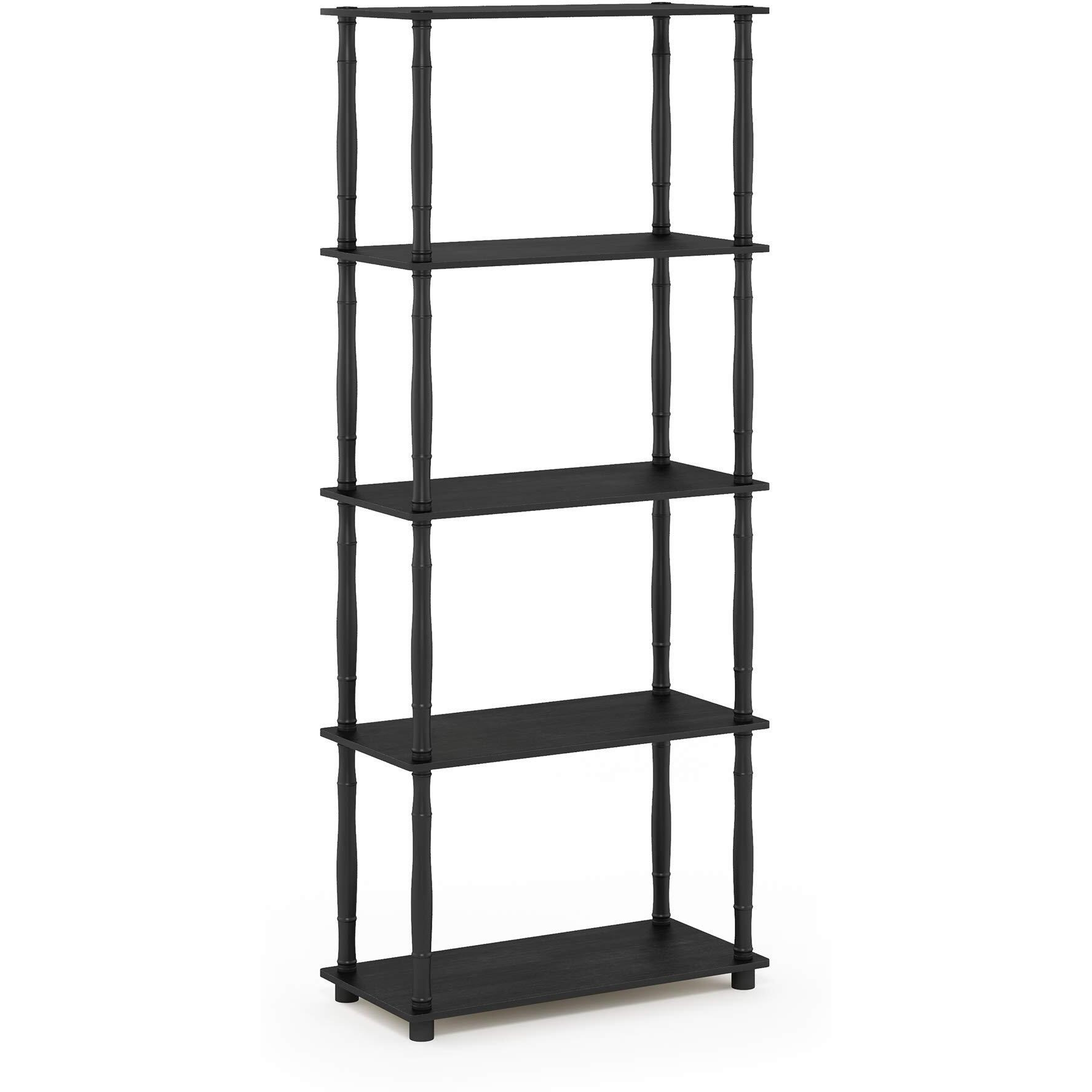 Furinno Turn-N-Tube 5-Tier Multipurpose Shelf Display Rack With Classic Tubes  Americano/Black