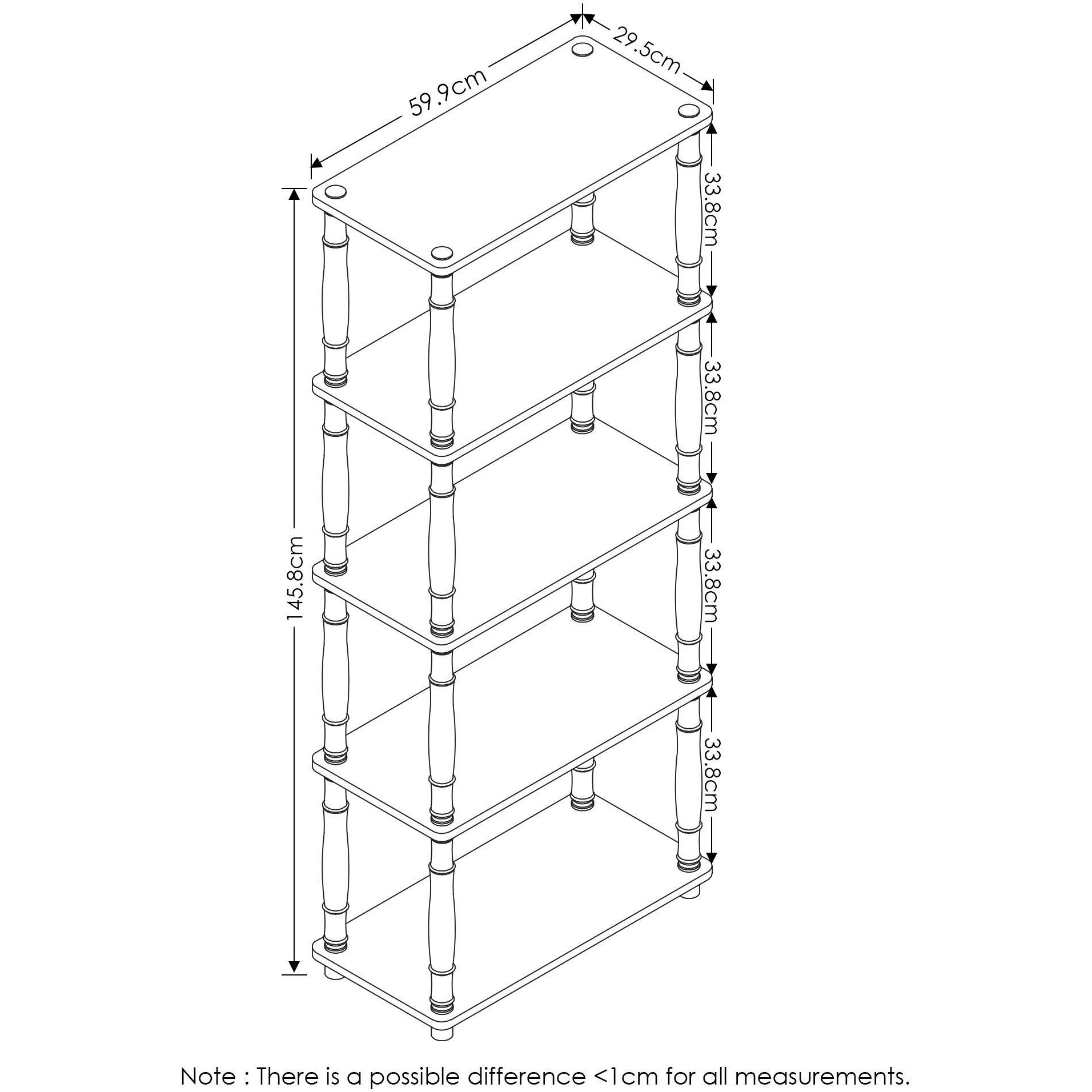 Furinno Turn-N-Tube 5-Tier Multipurpose Shelf Display Rack With Classic Tubes  Americano/Black